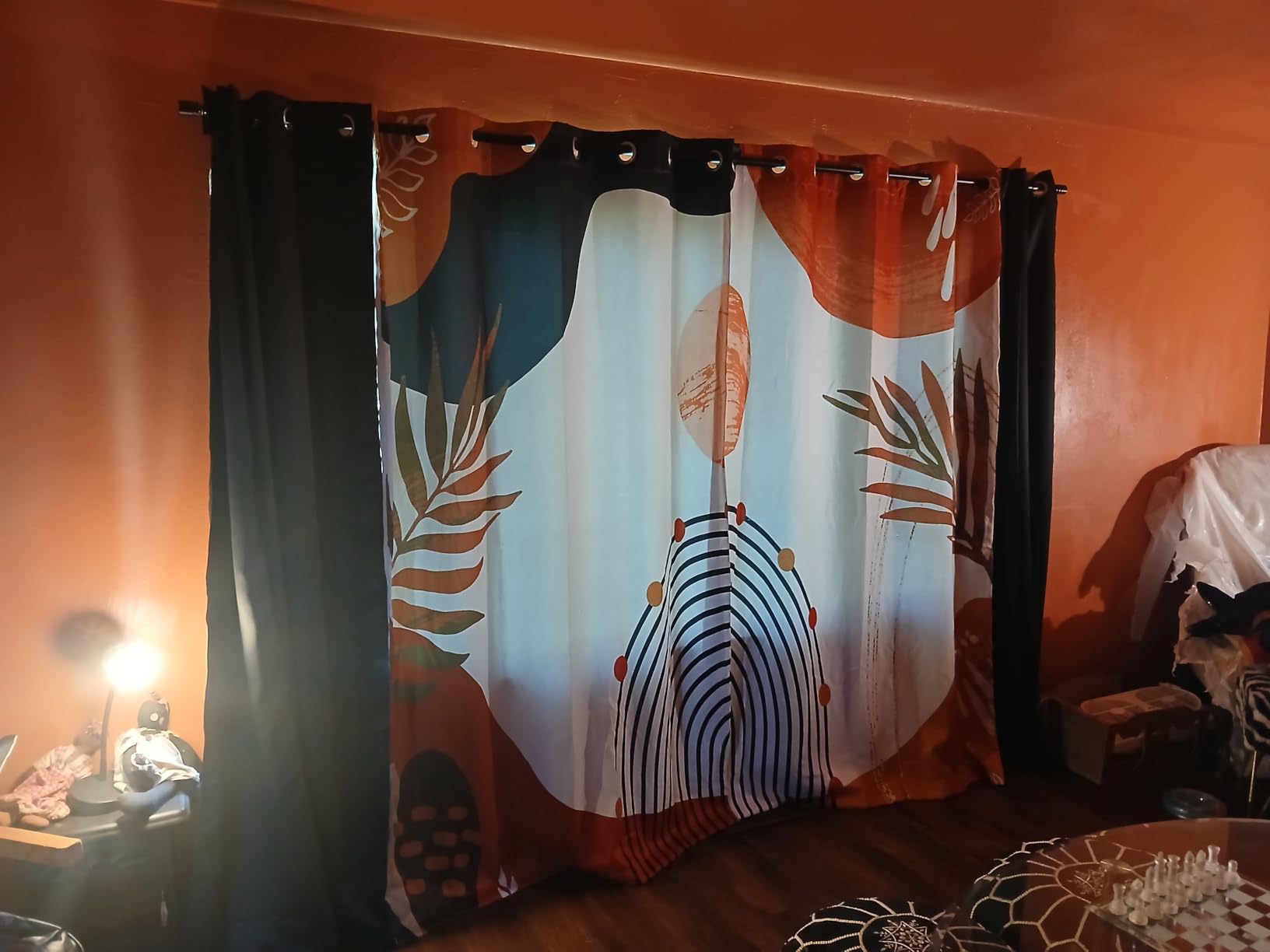 Joydeco Blackout Curtains for Bedroom 84 Inch - Black Out Curtains with Grommets Thermal Insulated Room Darkening Light Blocking, Noise Reducing & Wrinkle-Free Drapes for Living Room Windows, 2 Panels customer photo 1