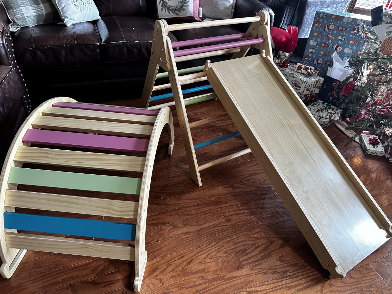 Avenlur 5-in-1 Pikler Triangle Set - Hazel Montessori Indoor Jungle Gym - Climbing Triangle, Waldorf Rocker, Toddler Indoor Climbing Toys, & Slide - Wooden Indoor Playground Playset, Ages 2-7 customer photo 2