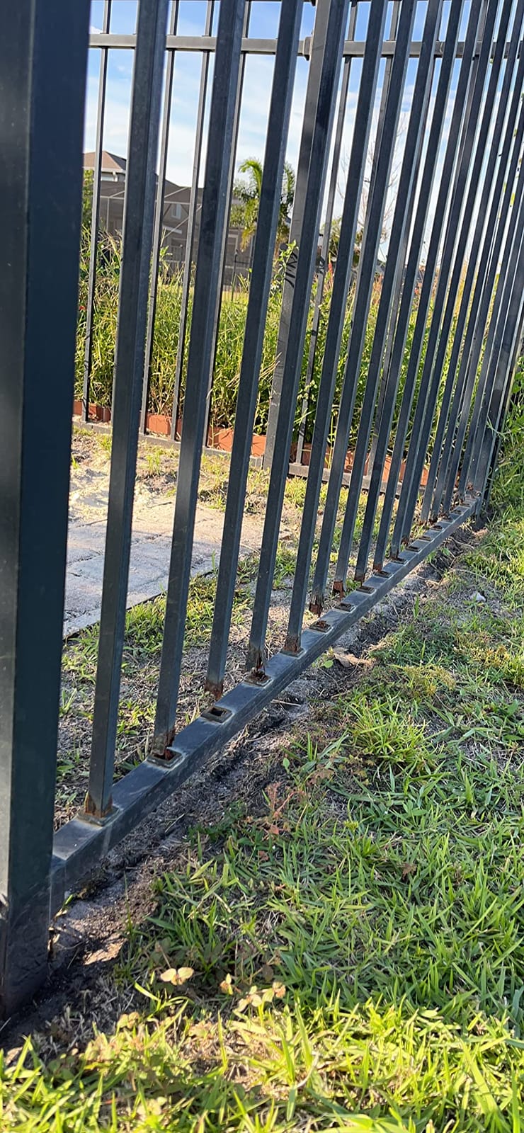 Black Steel Anti-Rust Fence Panel - Sharp End Pickets - 6.5ft W x 5ft H - Easy Installation - for Residential, Outdoor, Yard, Garden, Swimming Pool, on Concrete or Soil, 3-Rail, One Post included customer photo 2