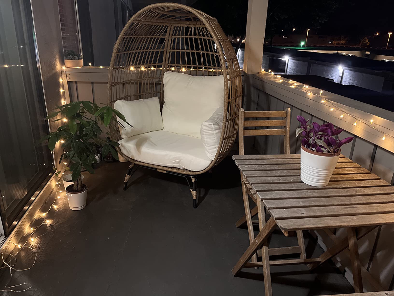 Best Choice Products Wicker Egg Chair, Oversized Indoor Outdoor Lounger for Patio, Backyard, Living Room w/ 4 Cushions, Steel Frame, 440lb Capacity - Ivory customer photo 2