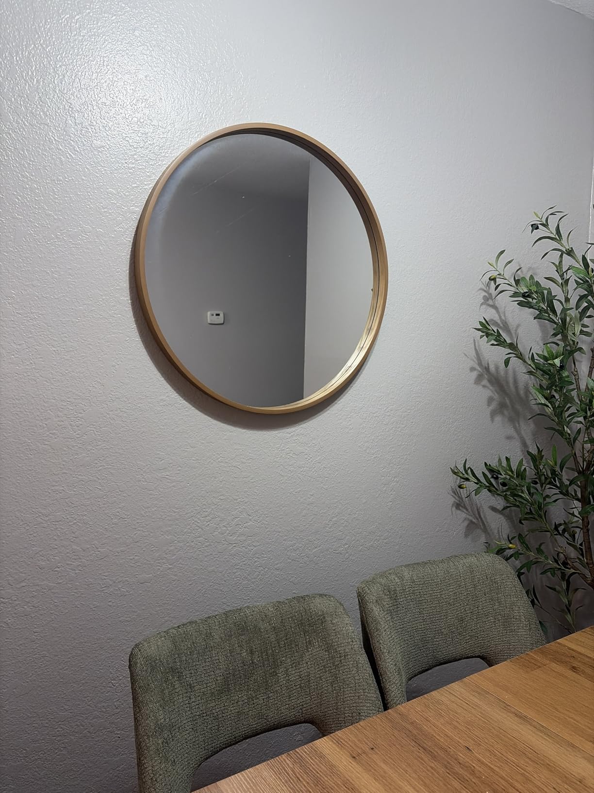 WallBeyond Round Wood Mirror 24 inch Circle Wall Mirror for Bathroom Round Wall Mirror for Wall Decor, Vanity, Entryway Living Room (Natural) customer photo 2