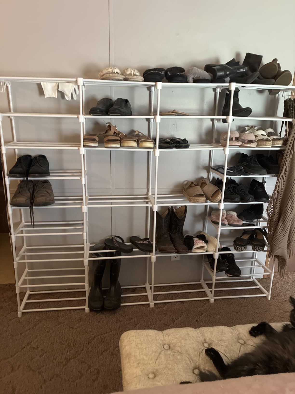 WOWLIVE 9 Tier 3-Column Shoe Rack, 50-55 Pairs Stackable Black | 50in Long for Larger Entryways, Removable Shelves Fit Tall Boots customer photo 2
