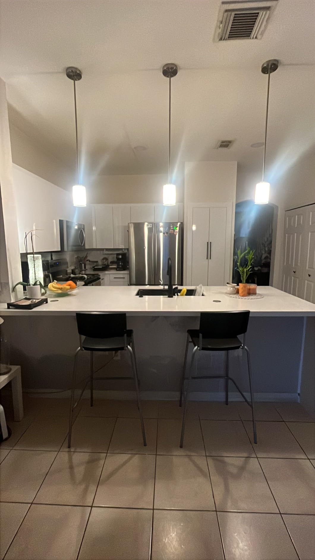 AKEZON Modern Glass Pendant Light 2 Pack, Adjustable Hanging Kitchen Island Lights Pendant Lighting Fixture Dining Room Bathroom Hallway Bar, Brushed Nickel Finish customer photo 1