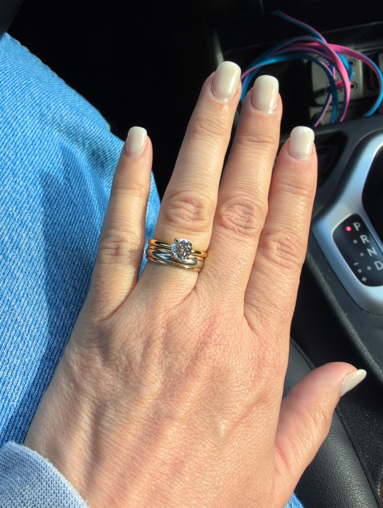 IMOLOVE Solitaire Moissanite Engagement Ring, 1CT D Color VVS1 Clarity, 925 Sterling Silver with 18K White Gold Plated, Ideal Gift for Women customer photo 2