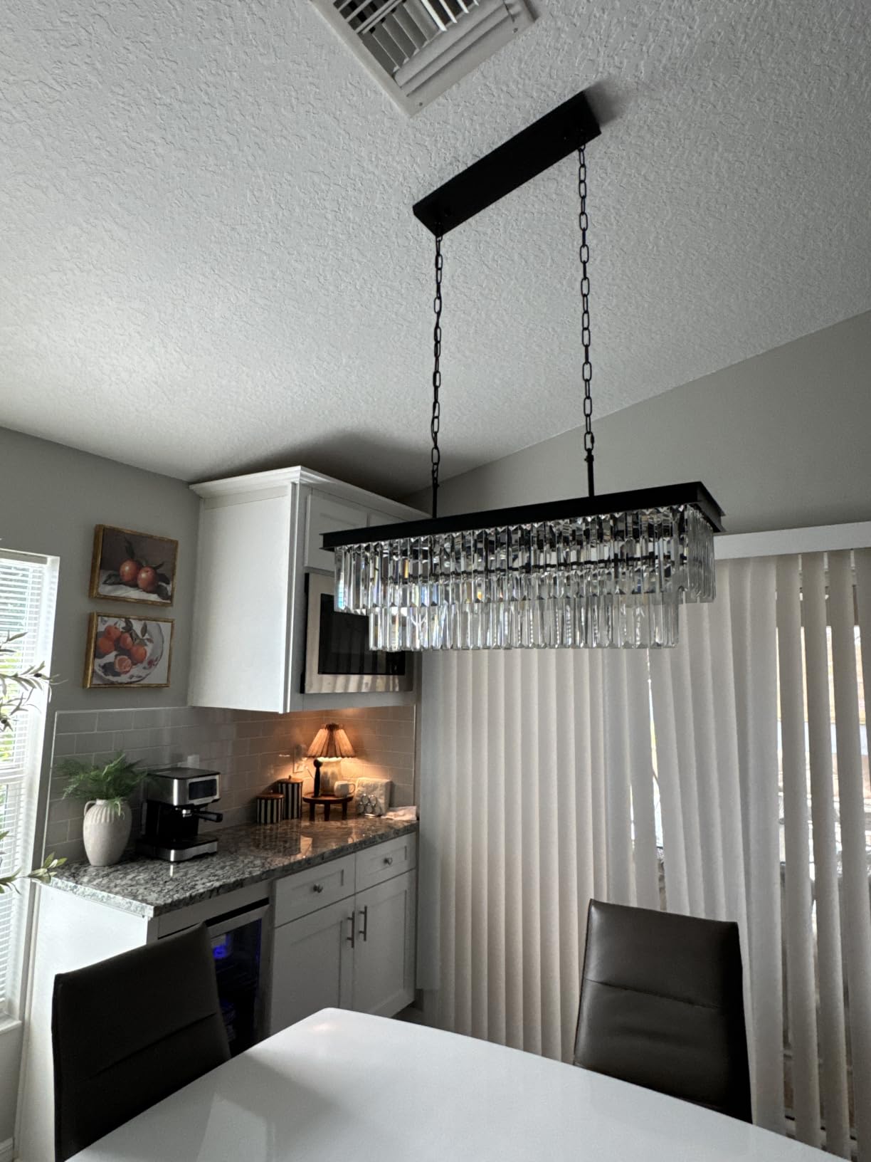Weesalife Crystal Chandeliers for Dining Room, 11-Lights L33.5 Inch | Modern Rectangle Chandeliers for Dining Room, Contemporary Pendant Light Fixture for Kitchen Island Bar, Adjustable Height customer photo 2