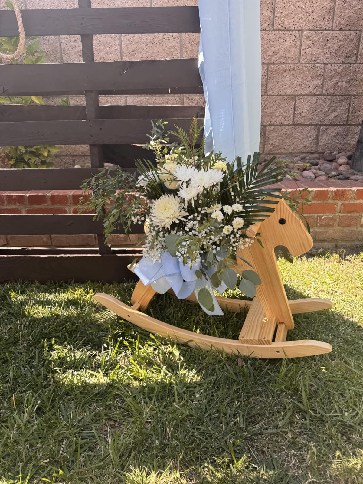Kids Wooden Rocking Horse, Boy & Girls Ride-On Toy with Foot Pedal - Classic Design Natural Rocker customer photo 1