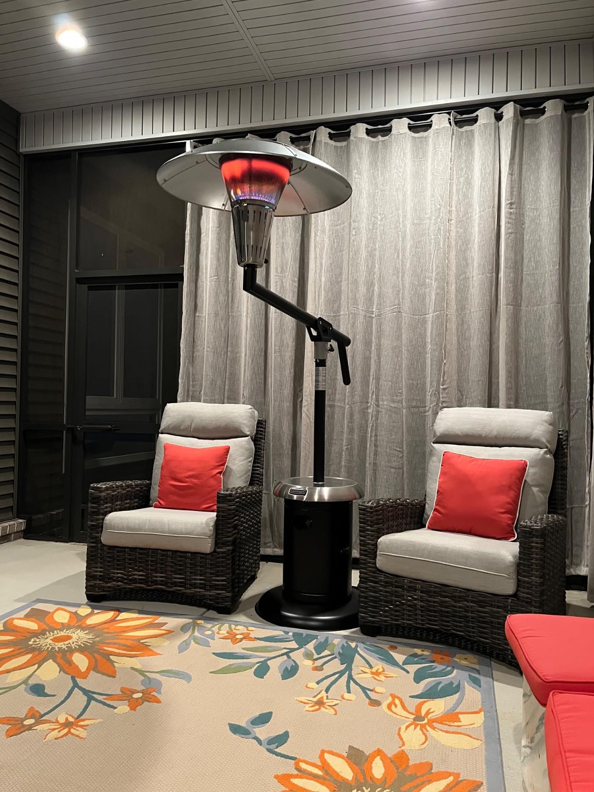 Cuisinart Perfect Position Propane Patio Heater, 38,200 BTU Powerful Directional Stainless Steel Outdoor Heater with Hidden Tank and Drink Table, Swivel Arm and Reflective Heat Shield customer photo 1