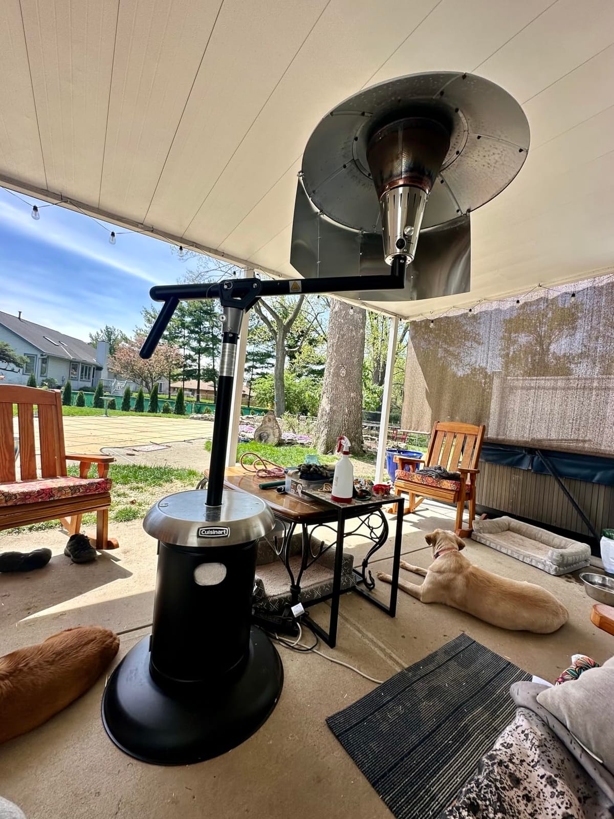 Cuisinart Perfect Position Propane Patio Heater, 38,200 BTU Powerful Directional Stainless Steel Outdoor Heater with Hidden Tank and Drink Table, Swivel Arm and Reflective Heat Shield customer photo 2