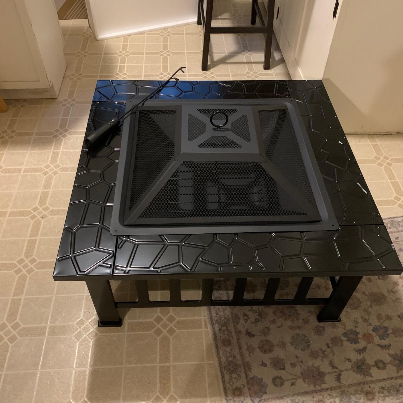 Devoko Outdoor Fire Pit, 32 Inch Firepit Table Metal Outdoor Fireplaces with Waterproof Cover for Outside Patio Camping (Black) customer photo 2