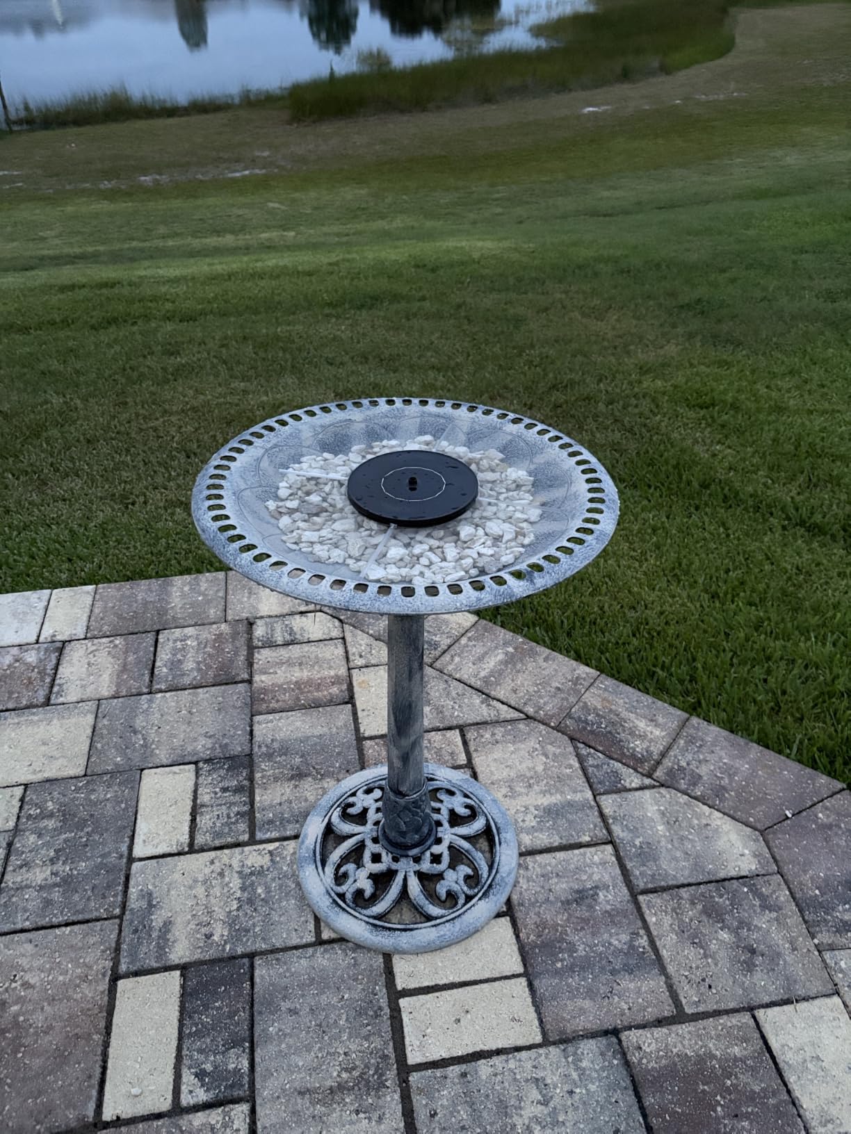 VIVOHOME Bird Bath with Solar Fountain for Outside, Pedestal, Blue | Solar-Powered Pump, Weather-Resistant Polyresin, 20-Inch Bowl, for Outdoor/Garden, Bird-Friendly, Easy to Clean customer photo 2