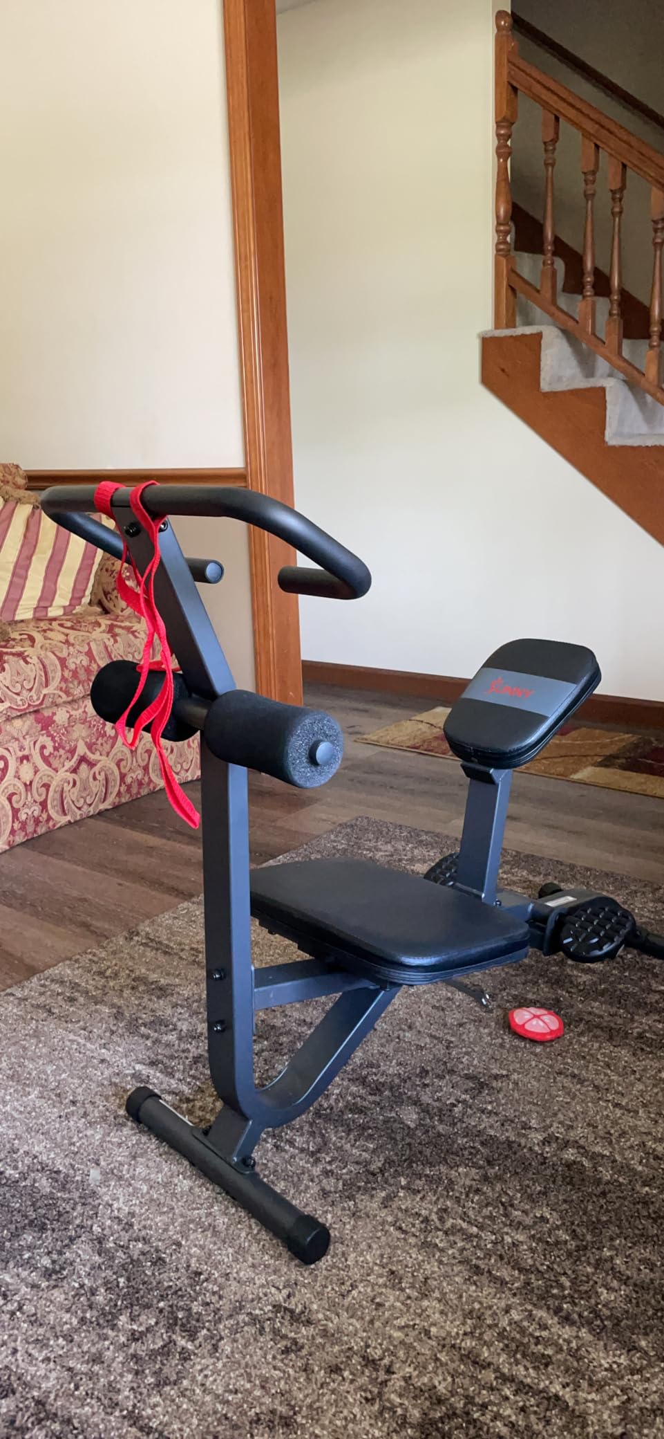 Sunny Health & Fitness Full Body Stretch Machine Back Stretcher Pivot Seat | Pivoting Seat, Multi-Use Handlebar, Padded Back Support, Full-Body Stretching, Flexibility Training, Home Gym Use customer photo 1