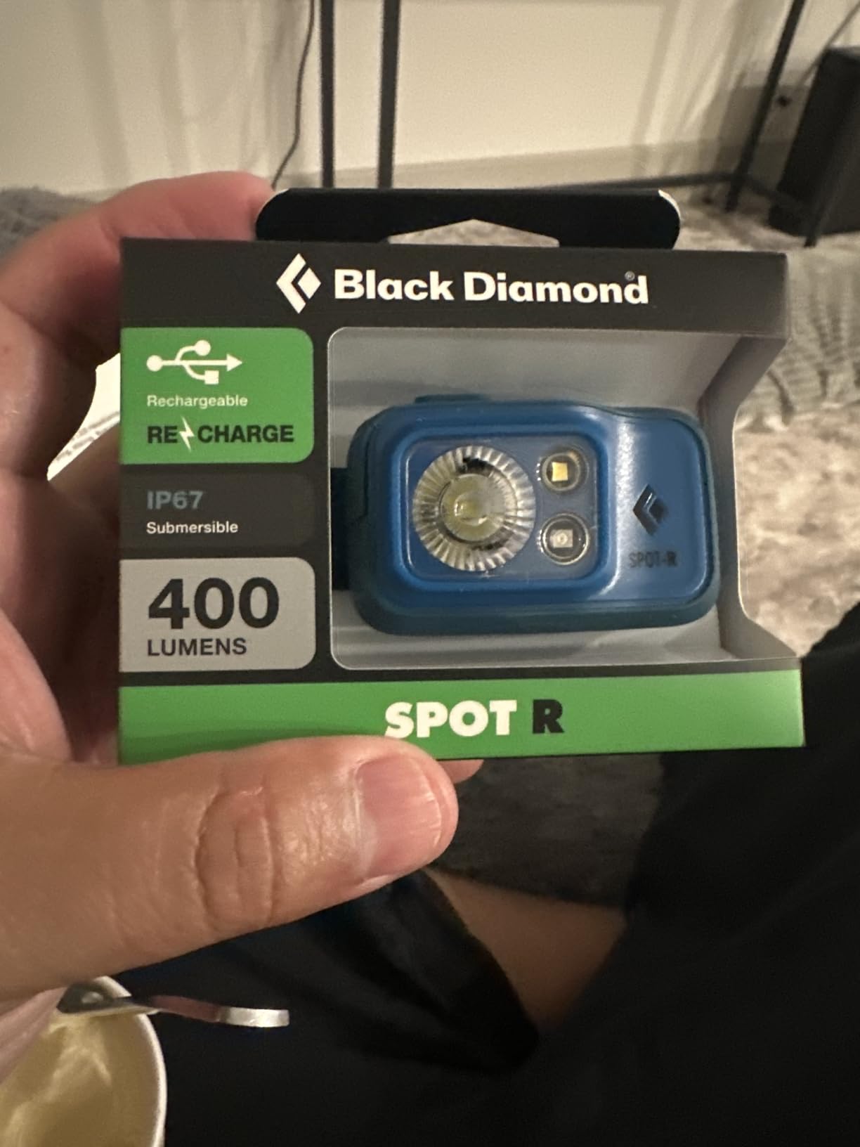 BLACK DIAMOND Spot 400-R Headlamp, Rechargeable, Dimmable, Bright, Graphite | 400 lumens, Red Night Vision, Brightness Memory, PowerTap, Battery Meter Tracks Runtime, Integrated Rechargeable Battery customer photo 1