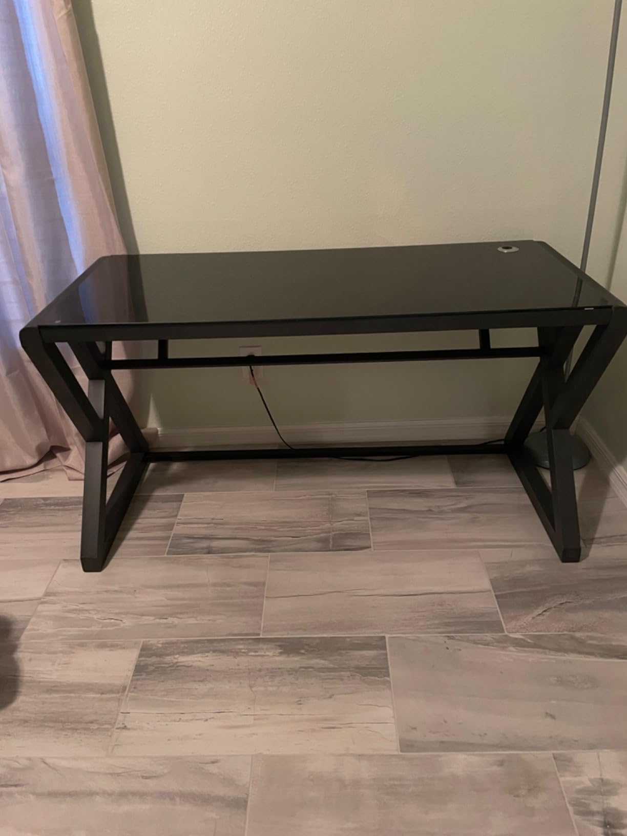 SAMERY Computer Desk Home Office Desks, 55.1 Inch Modern Simple Office Black Glass Desk Computer Table Study Gaming Writing Desk, Fashion Strength Tempered Glass Office Laptop Desk customer photo 1