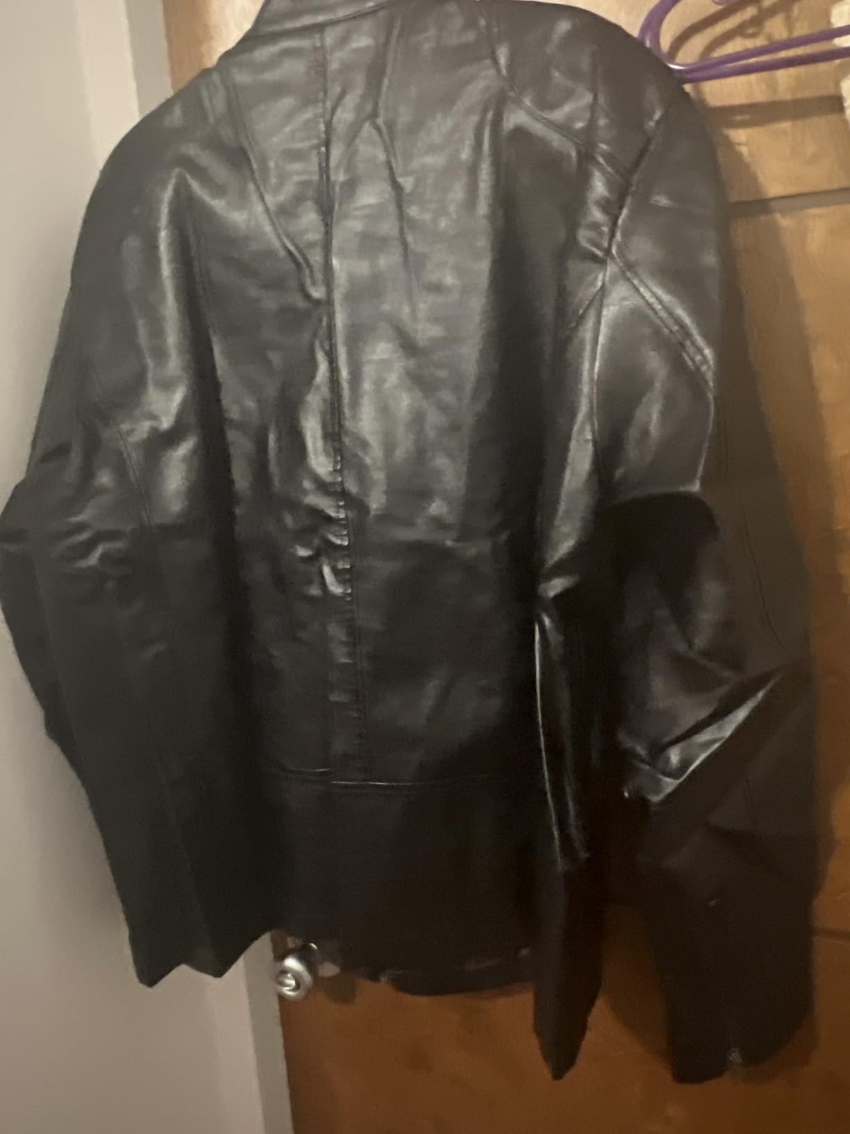 WULFUL Men's Stand Collar Leather Jacket Motorcycle Lightweight Faux Leather Outwear customer photo 1
