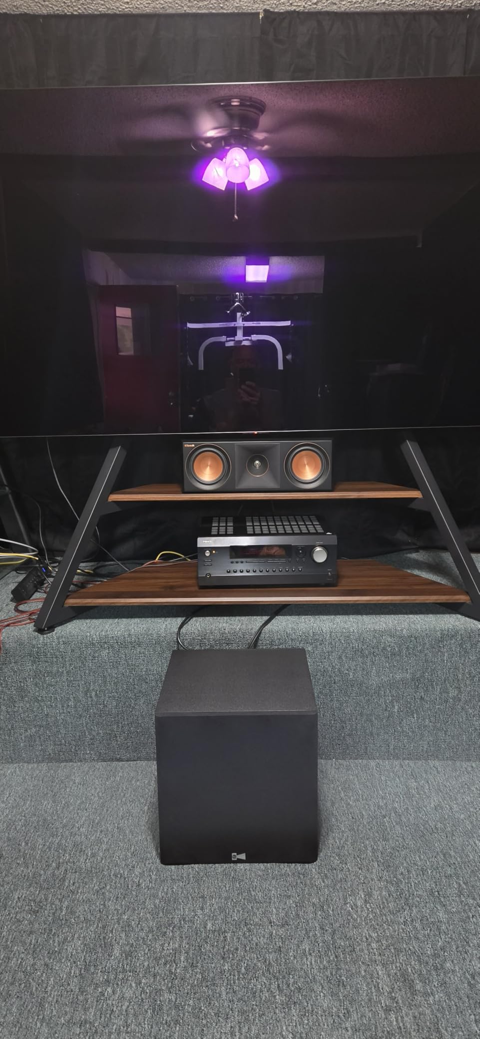 FITUEYES Large TV Floor Stand for 75 77 85 86 90 100 Inch TVs, Heavy Duty TV Stand Mount with Large Wood Entertainment Shelf, Modern Living Room Television Stands, Up to 187 lbs, Eiffel Series customer photo 1