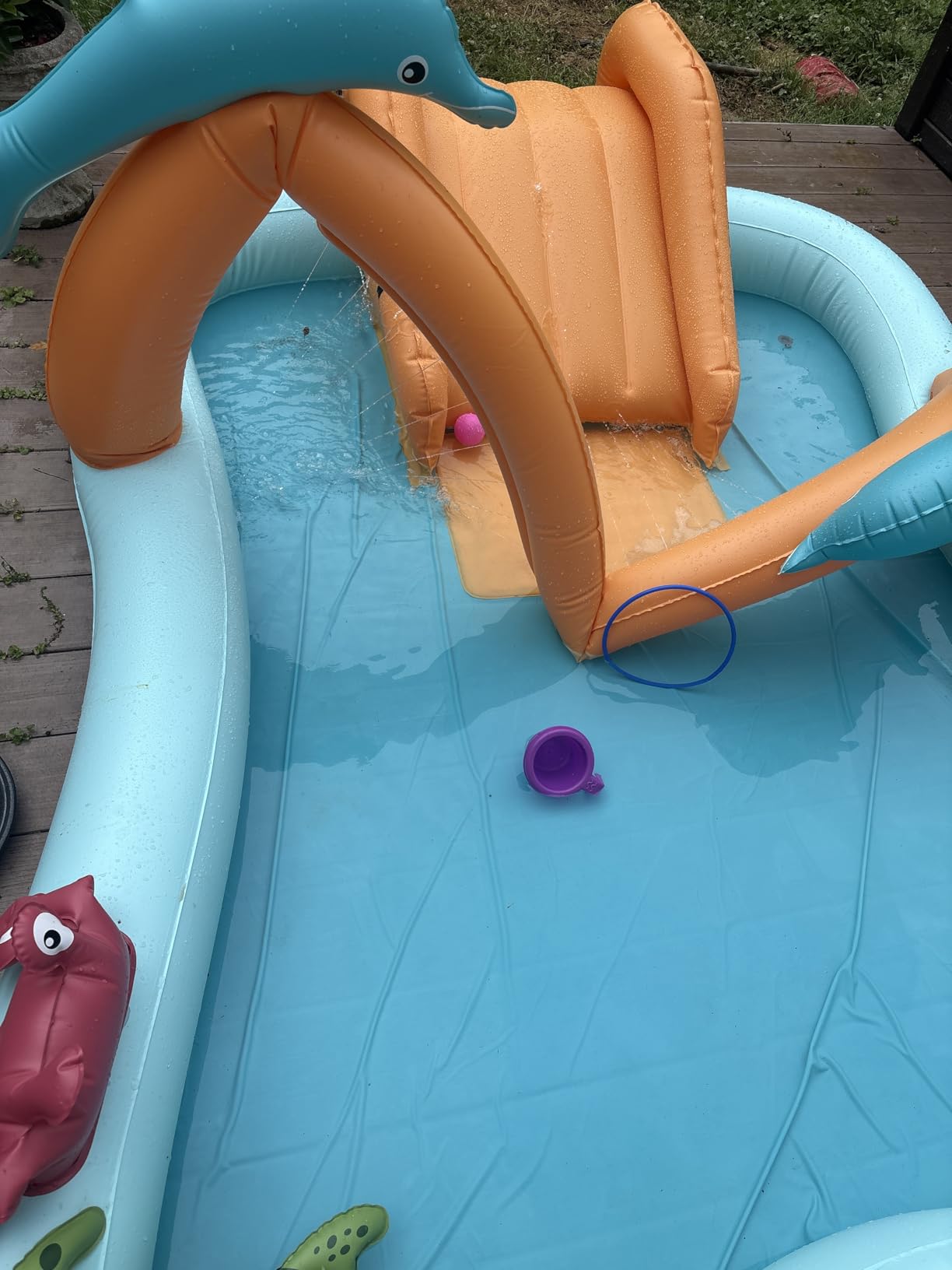 Inflatable Kids Pool, Airefina Dino Planet Inflatable Play Center Kiddie Pool with Water Slide, Ultra Thick 97