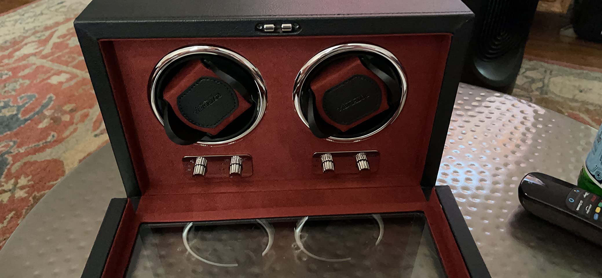 ROTHWELL Double Watch Winder for Automatic Watches with Quiet Motor with Multiple Speeds and Rotation Settings (Black/Grey) customer photo 2