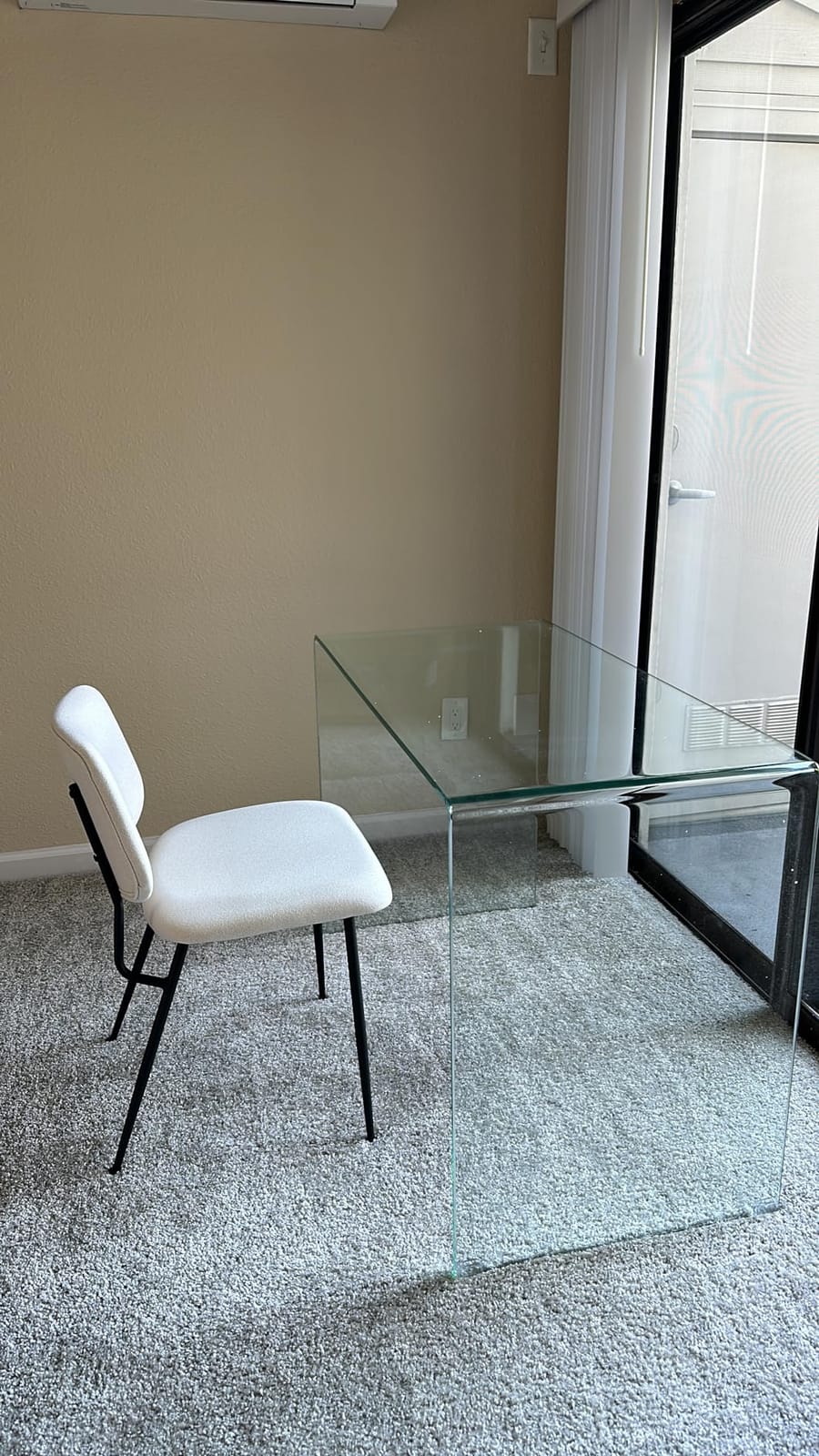Neos Modern Furniture Bent Glass Computer Desk, Rectangular Shaped PC Laptop Workstation Table for Home Office, Clear customer photo 2