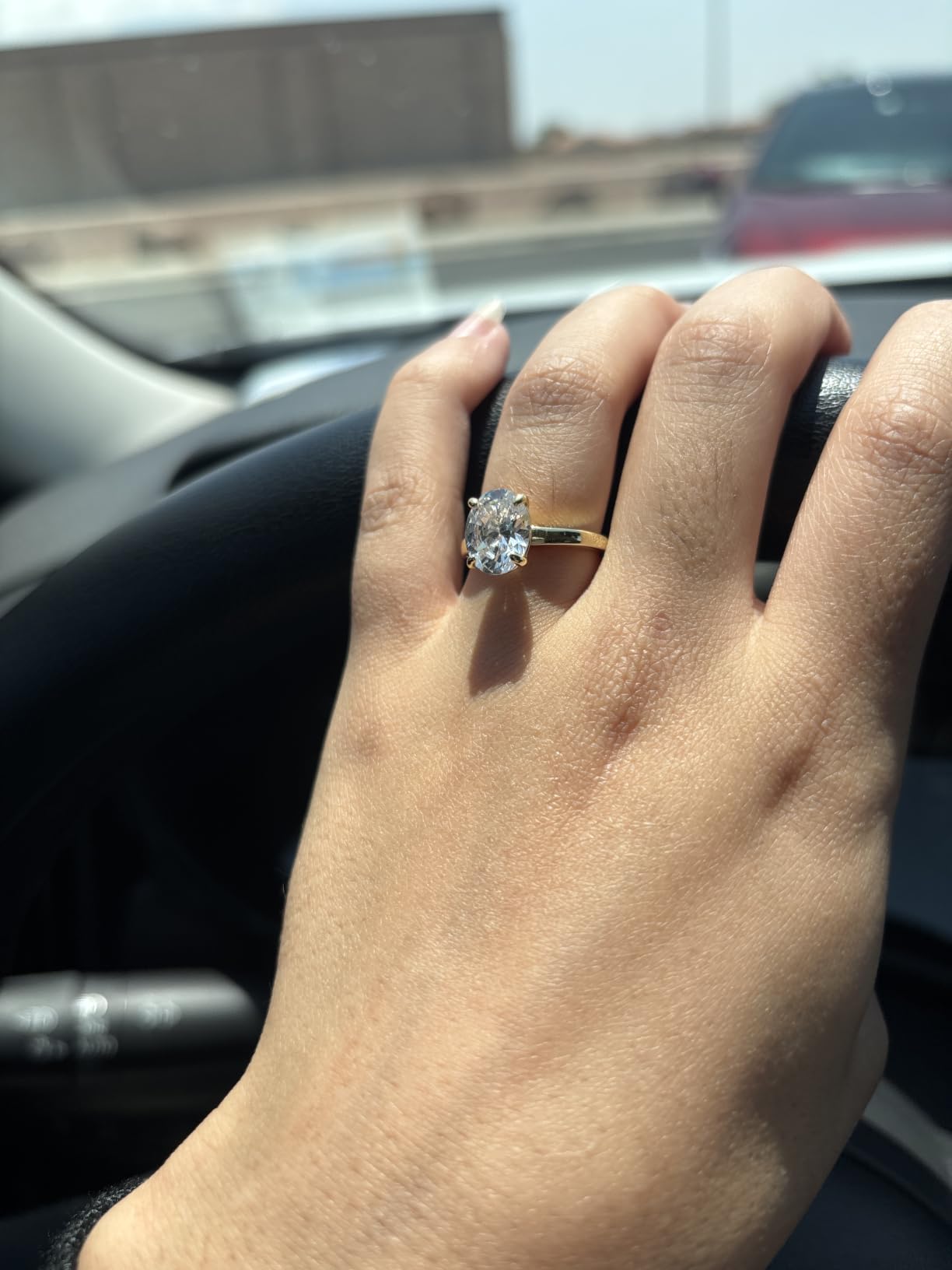 EAMTI 925 Sterling Silver Engagement Rings for Women Oval Cut | 3CT, 14K Gold Plated, CZ Wedding Band, Travel Rings, Solitaire, Cubic Zirconia, Stunning Wedding Promise Rings customer photo 1