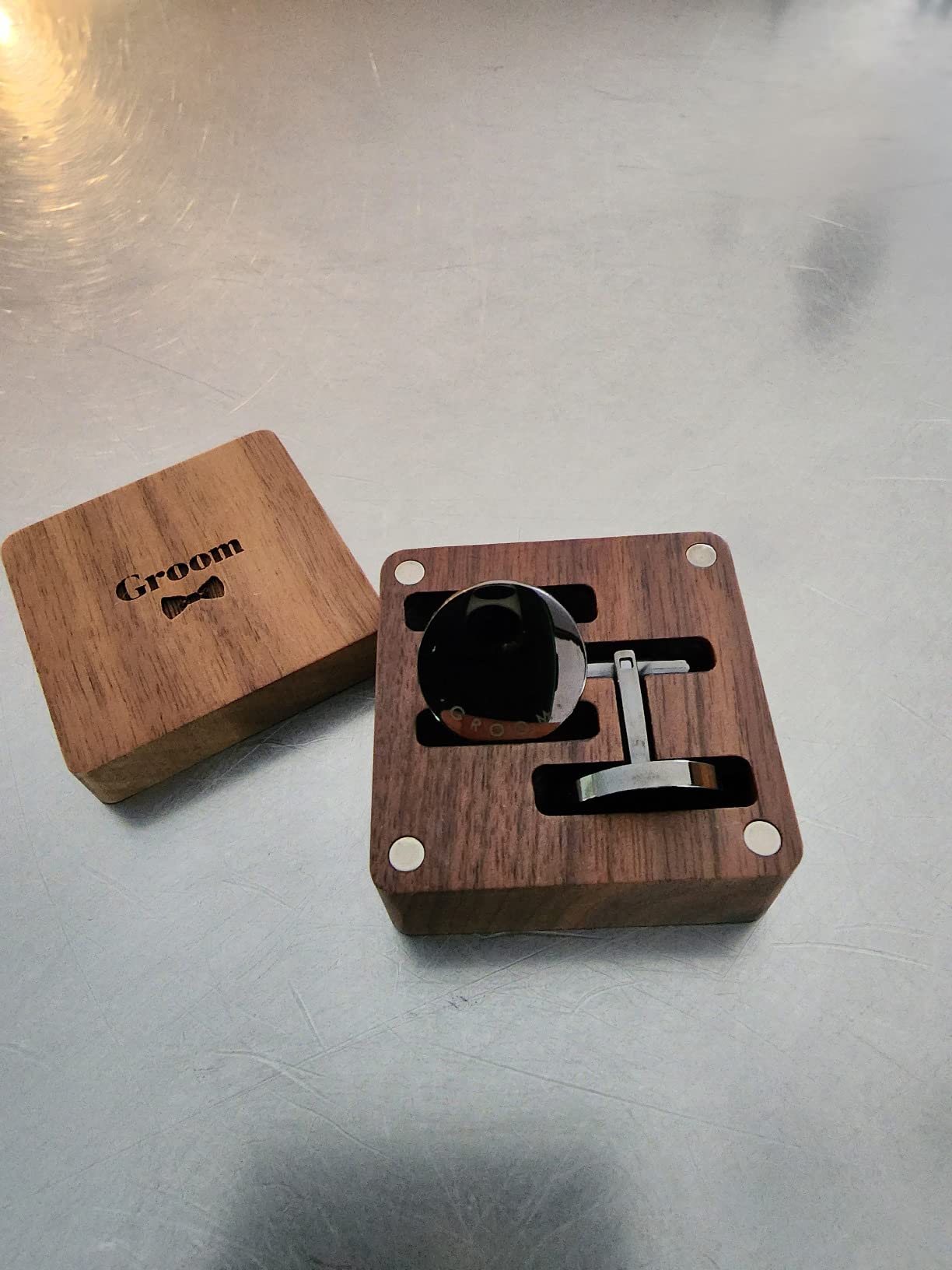 Cufflinks with Engraved Wood Gift Box customer photo 1