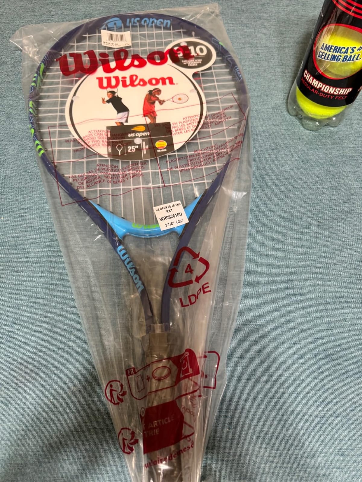 Wilson US Open Jr Tennis Racket, for Kids, Aluminium, Blue/Green, 21 customer photo 1