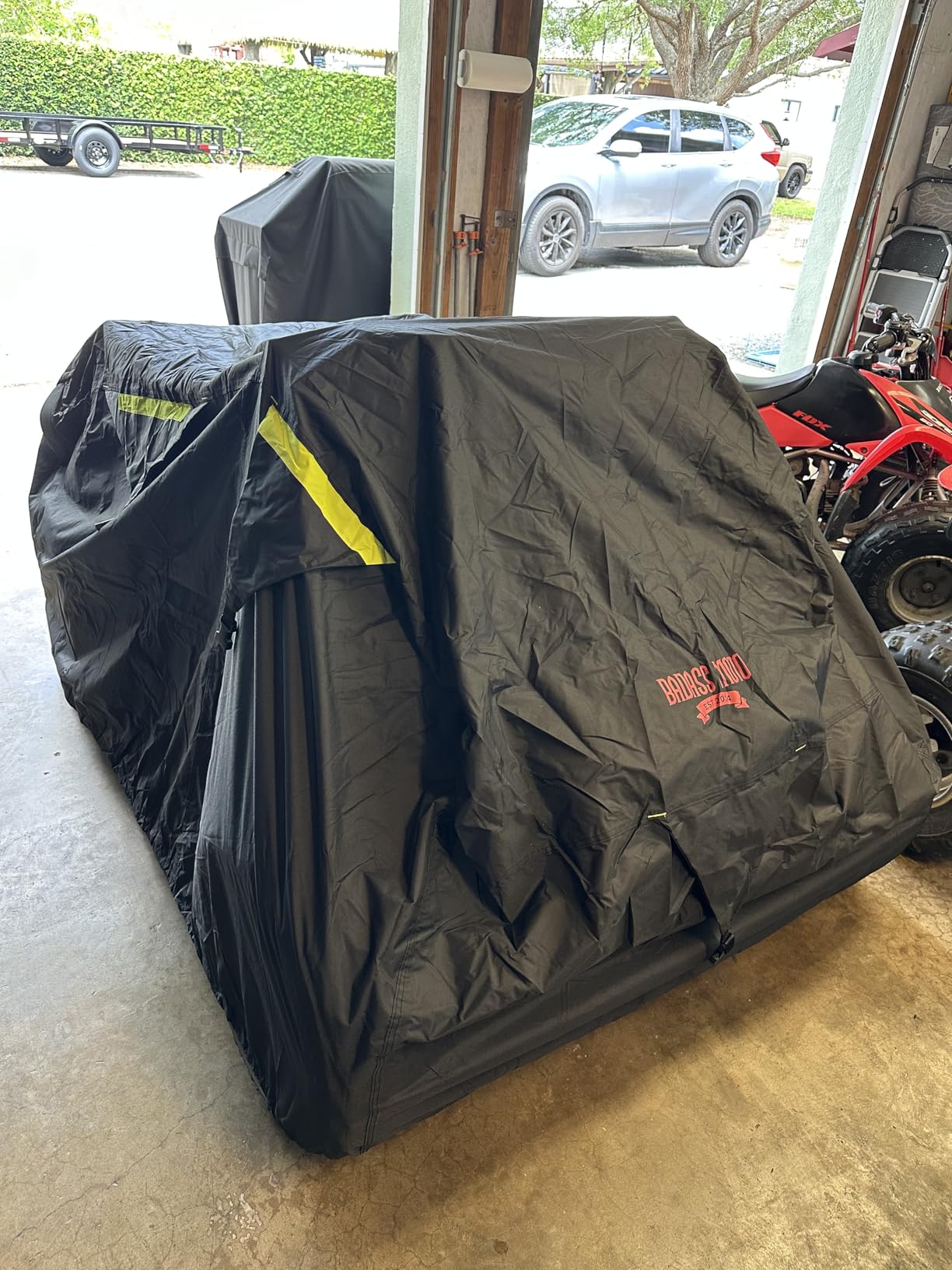 Badass Moto ATV Covers Waterproof Outdoor Heavy Duty, Rip-Resistant, Night-Reflective Quad Cover, 4 Wheeler Cover, ATV Accessories Fits Can am, Polaris Sportsman, Honda Rancher & More, Medium 86