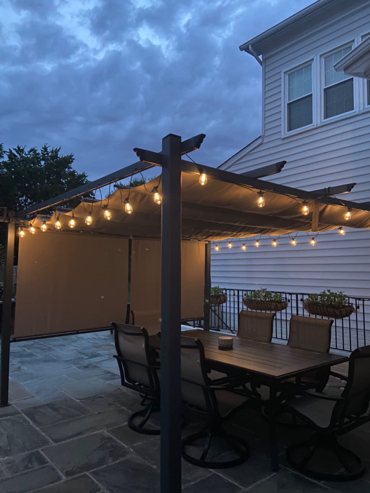 Aoodor 10 x 12 ft Outdoor Pergola with Retractable Shade Canopy, Matte Aluminum Frame, 4 Roller Shade Curtains, Grape Trellis for Patio, Backyard, Garden, and Deck, Brown customer photo 2