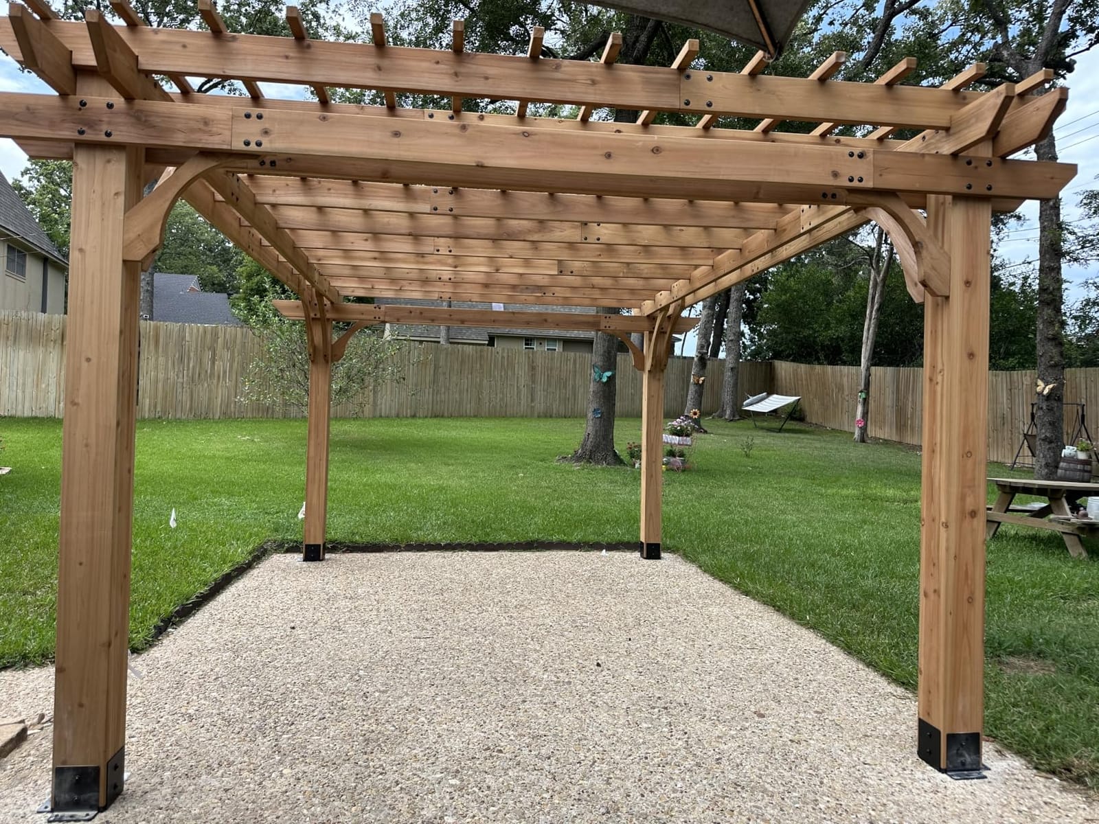 Backyard Discovery Beaumont 20' x 12' Traditional Cedar Wood Pergola Kit with Trellis Roof, All-Season Durability, High-Wind Rating, PowerPort, Shade for Outdoor Patio, Deck, Garden, and Entertaining customer photo 2