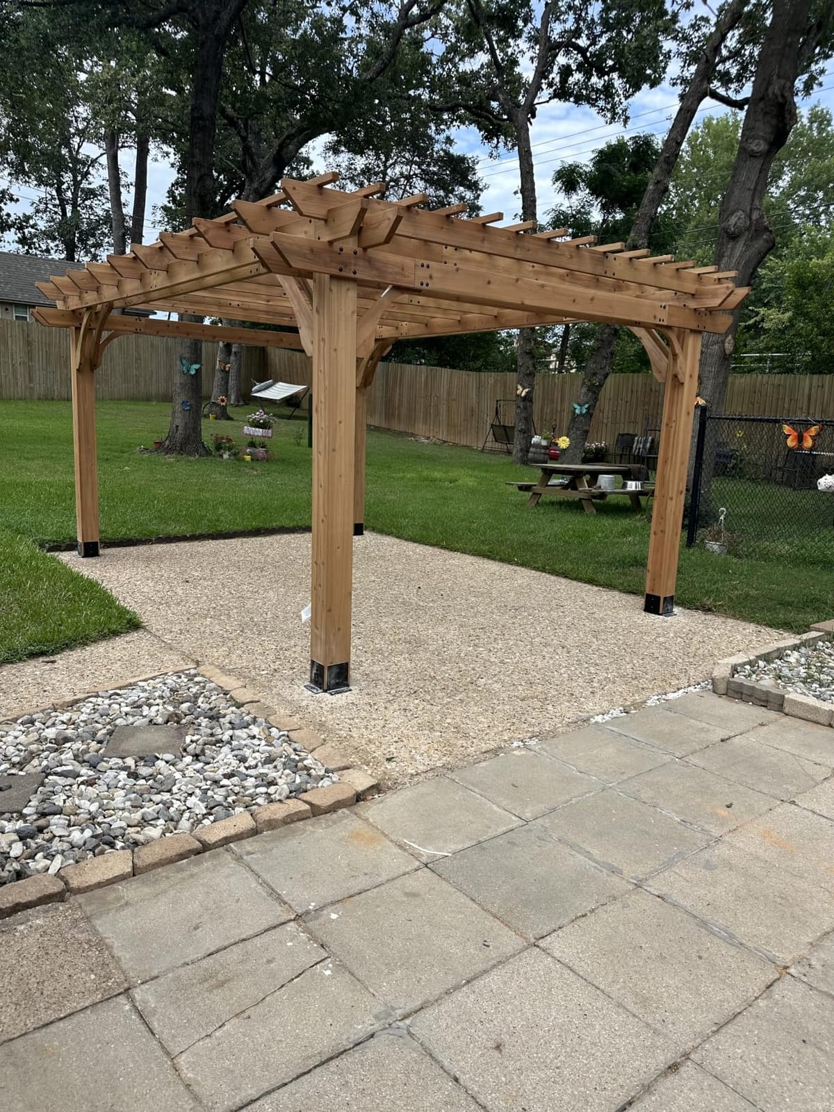 Backyard Discovery Beaumont 16' x 12' Traditional Cedar Wood Pergola Kit with Trellis Roof, All-Season Durability, High-Wind Rating, PowerPort, Shade for Outdoor Patio, Deck, Garden, and Entertaining customer photo 1