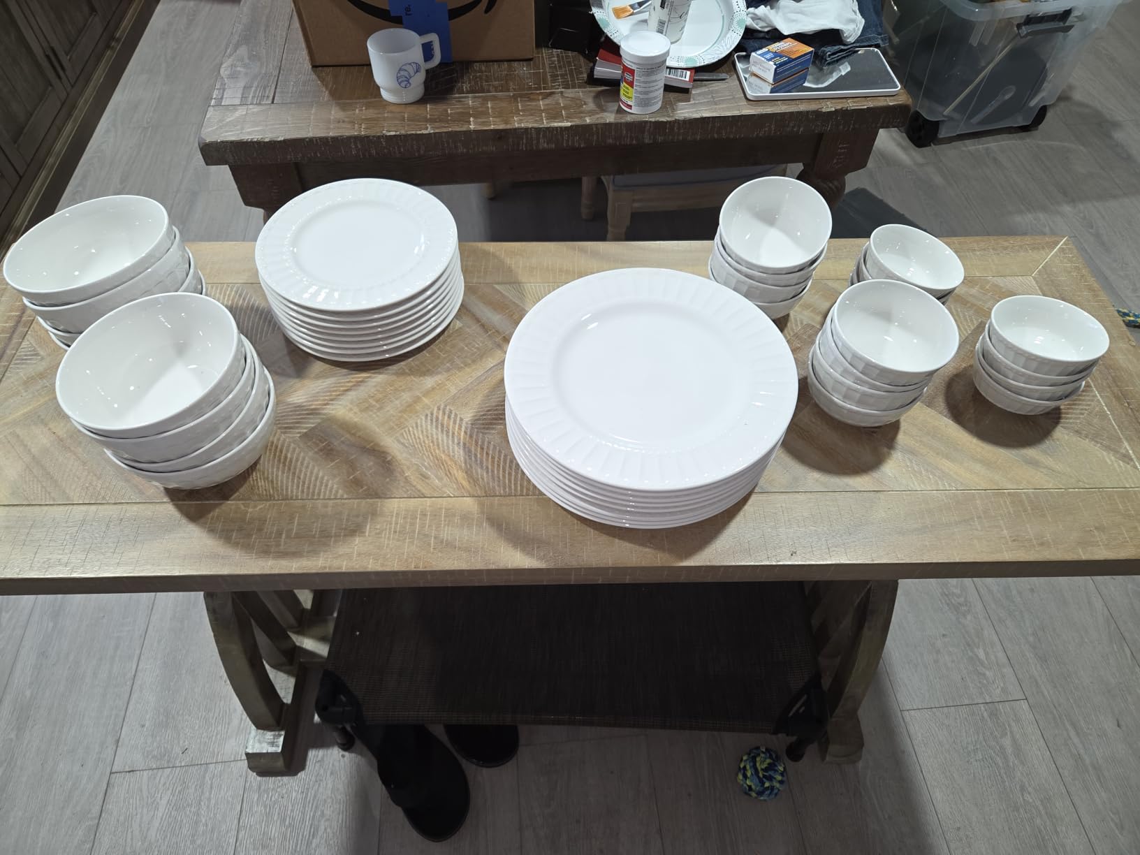 Gibson Home Zen Buffet Porcelain Ceramic Dinnerware Sets for 8, Plates and Bowls Set (40pcs), White Embossed Dishes customer photo 1