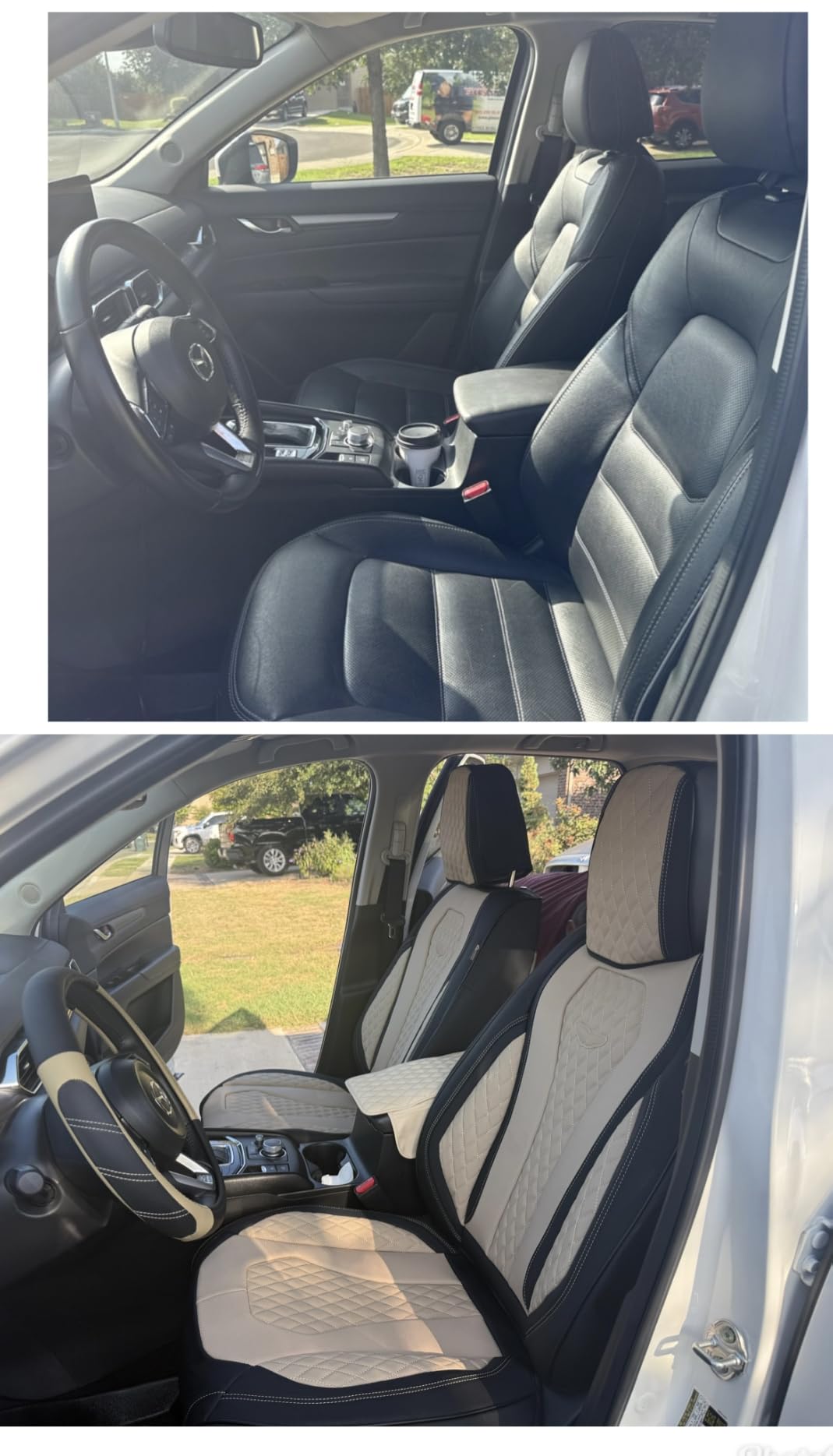 Coverado Seat Covers, Car Seat Covers Full Set, Black Car Seat Cover, Car Seat Covers Front Seats Back Seat Cover, Waterproof Car Seat Cushion, Leather Seat Covers Seat Protector Fit for Most Cars customer photo 1