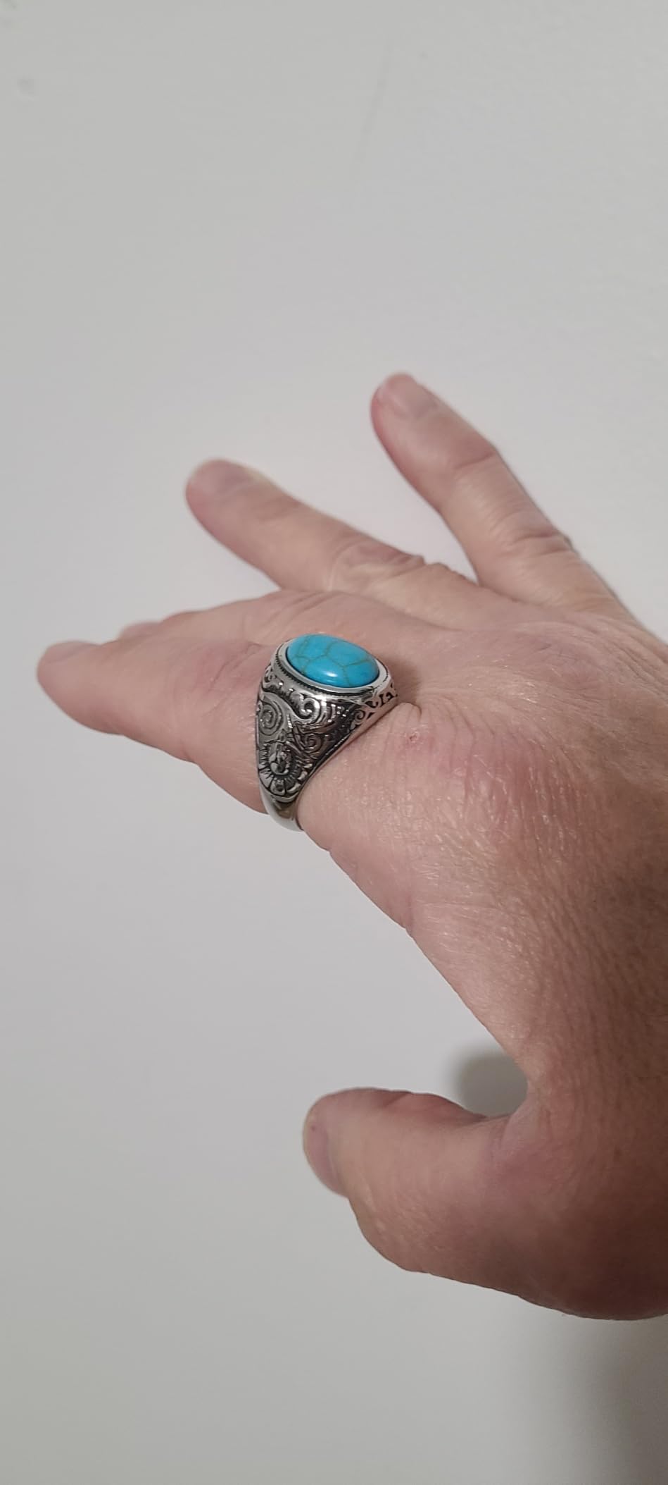 Retro Vintage Stone Rings for Men Turquoise Rings Stainless Steel customer photo 2