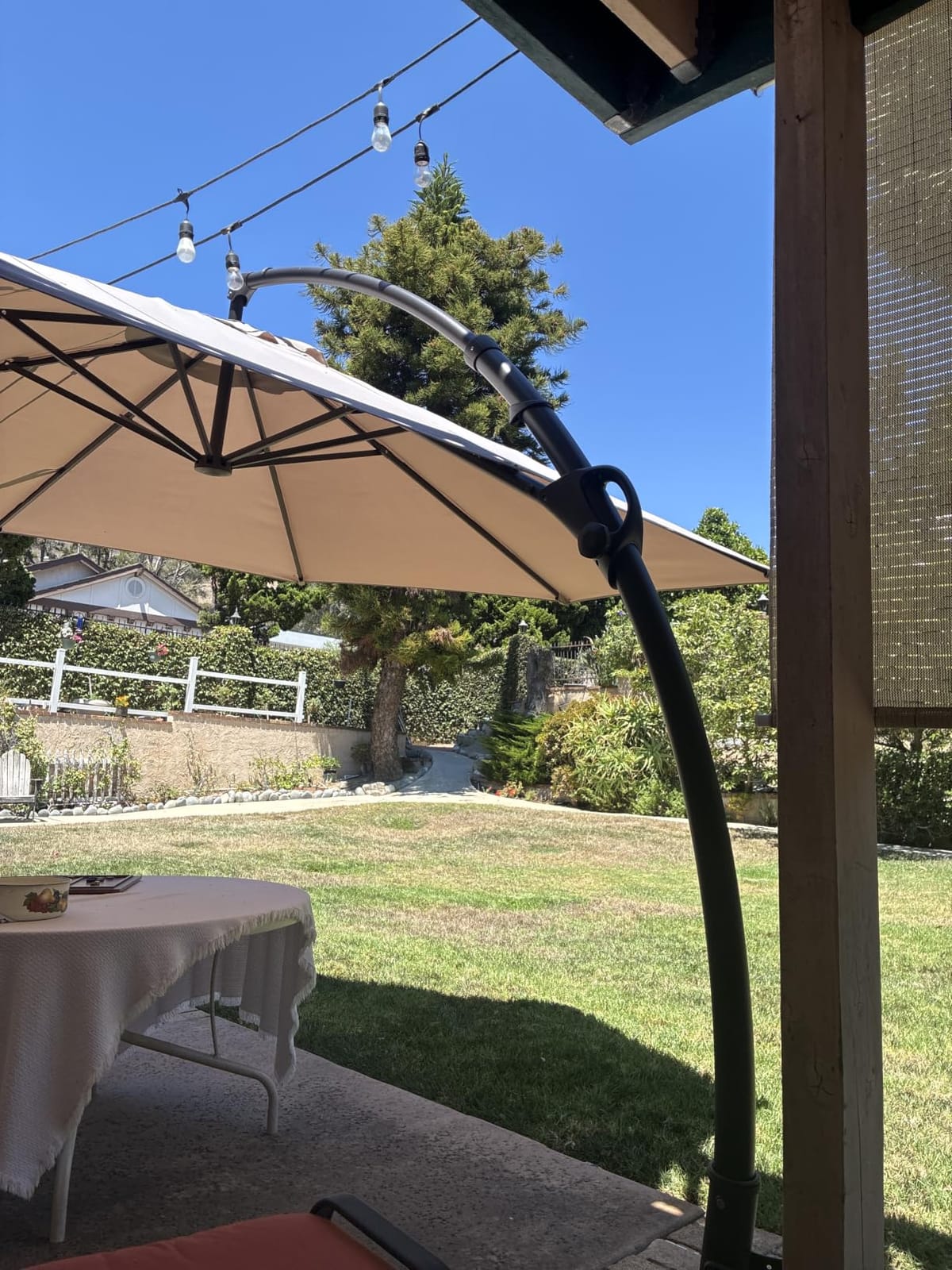 LAUSAINT HOME Outdoor Patio Umbrella with Base included, 12 FT Deluxe Curvy Cantilever Umbrella Heavy Duty Offset Hanging Umbrella with 360 Rotation for Market, Pool, Garden, Backyard, Deck (Beige) customer photo 1