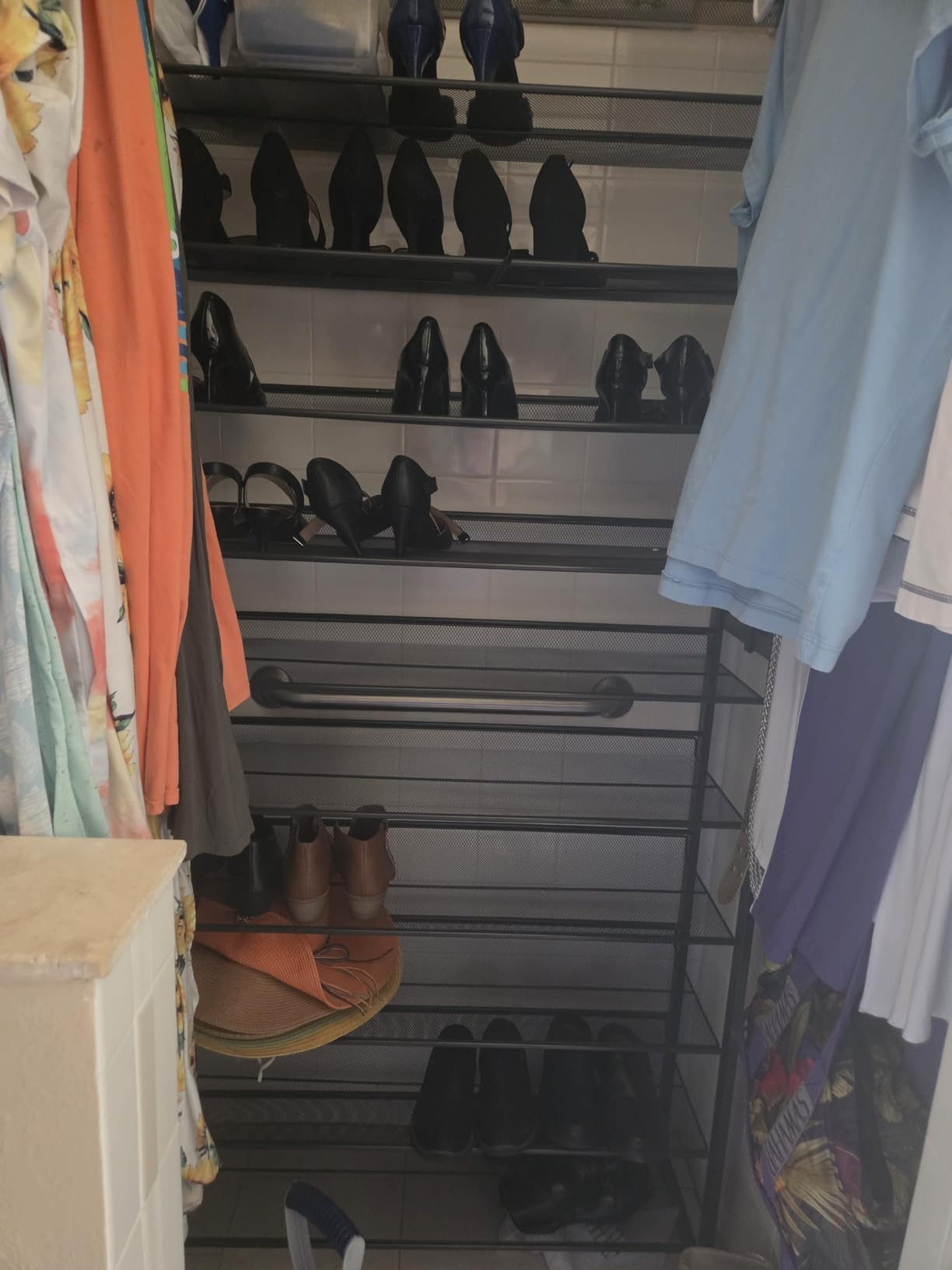 SONGMICS Shoe Rack, 12-Tier Shoe Organizer, Metal Shoe Storage for Garage, Entryway, Set of 2 6-Tier Stackable Shoe Shelf, with Adjustable Flat or Angled Shelves, Holds 48-60 Pairs, Black ULMR12B customer photo 1