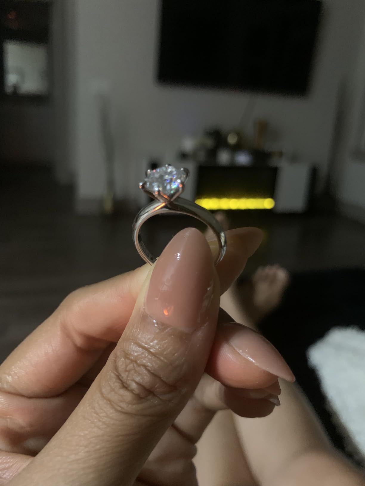 Moissanite Ring, 0.5/1/1.5/2/2.5/3CT Round Brilliant Cut Six Prong Solitaire Gold Plated 925 Sterling Silver Engagement Promise Wedding Rings for Women with Certificate customer photo 2