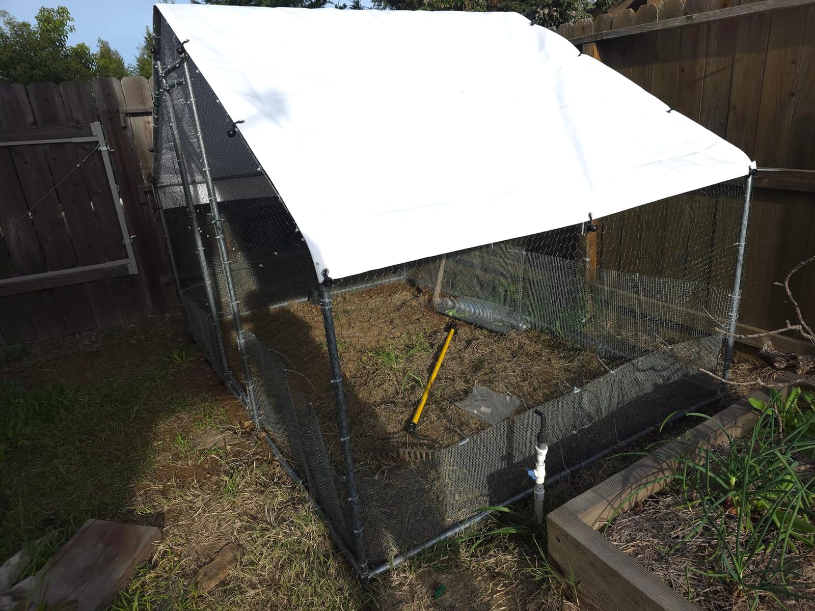4ever2buy Metal Chicken Coop, 9.8x6.6 FT Walk-in Chicken Run Pen Poultry Cage, Water-Resistant & Anti-UV Cover, Large Chicken Coop for 6-8 Chickens customer photo 2
