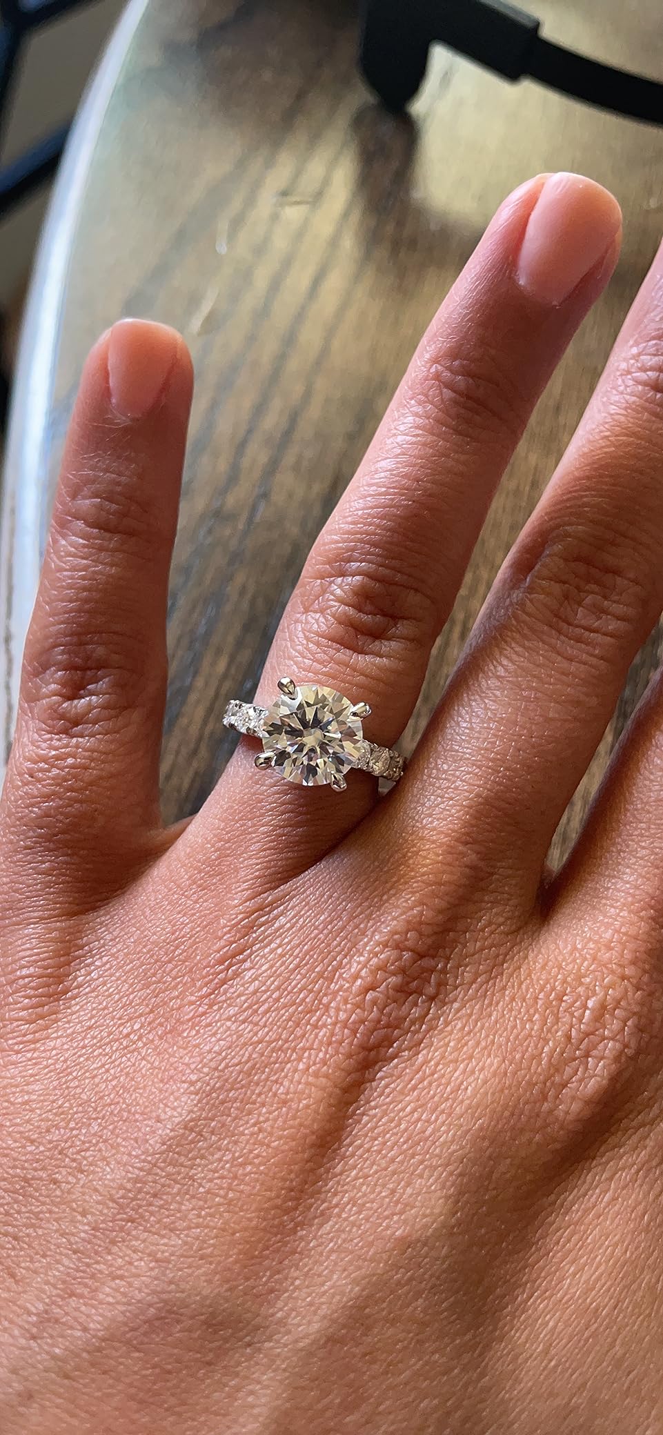 AnuClub Moissanite Engagement Ring, Total 4.3cttw D Color Round/Oval/Asscher Cut, 925 Sterling Silver Promise Anniversary Rings for Women, Elegant Gift Packed customer photo 2