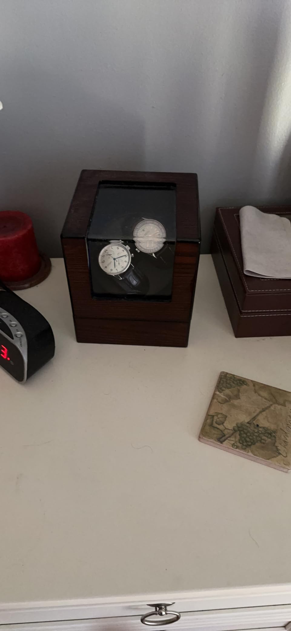 ANWBROAD Watch Winder for Automatic Watches Double Automatic Watch Winder | Super Quiet Motor, Flexible Watch Pillows LED Backlight Wooden Watch Winder Box, 4 Modes Battery or Type-C Adapter UJWW001Y customer photo 2