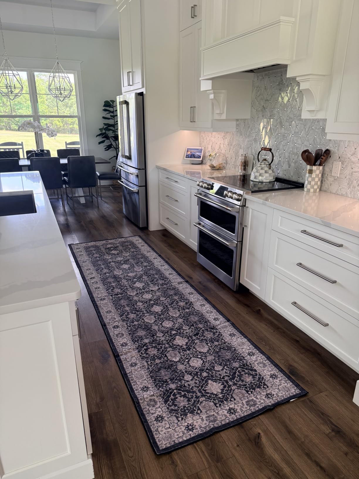 Hallway Washable Runner Rug - 2x10 Kitchen Rugs Entryway Rug Runner Vintage Soft Floor Mat Non Slip Indoor Farmhouse Carpet for Bathroom Living Room Bedroom (2 X 10, Beige) customer photo 2