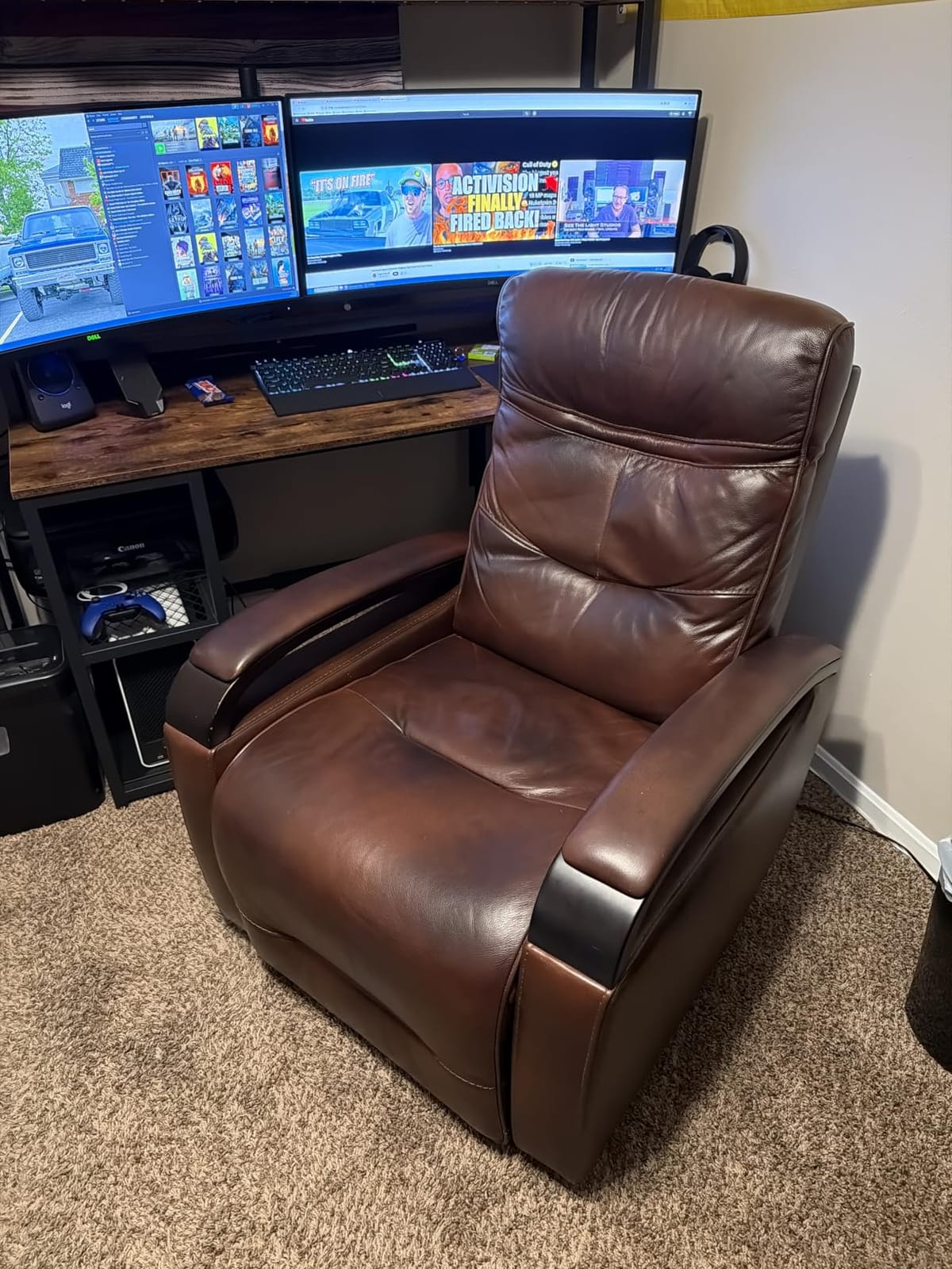 CHITA Genuine Leather Power Swivel Glider Rocker Recliner, Cognac Brown | Adjustable Power Headrest, Double Layer Backrest, FSC Certified Mid Century Modern Recliner Chair for Adults, for Living Room customer photo 1