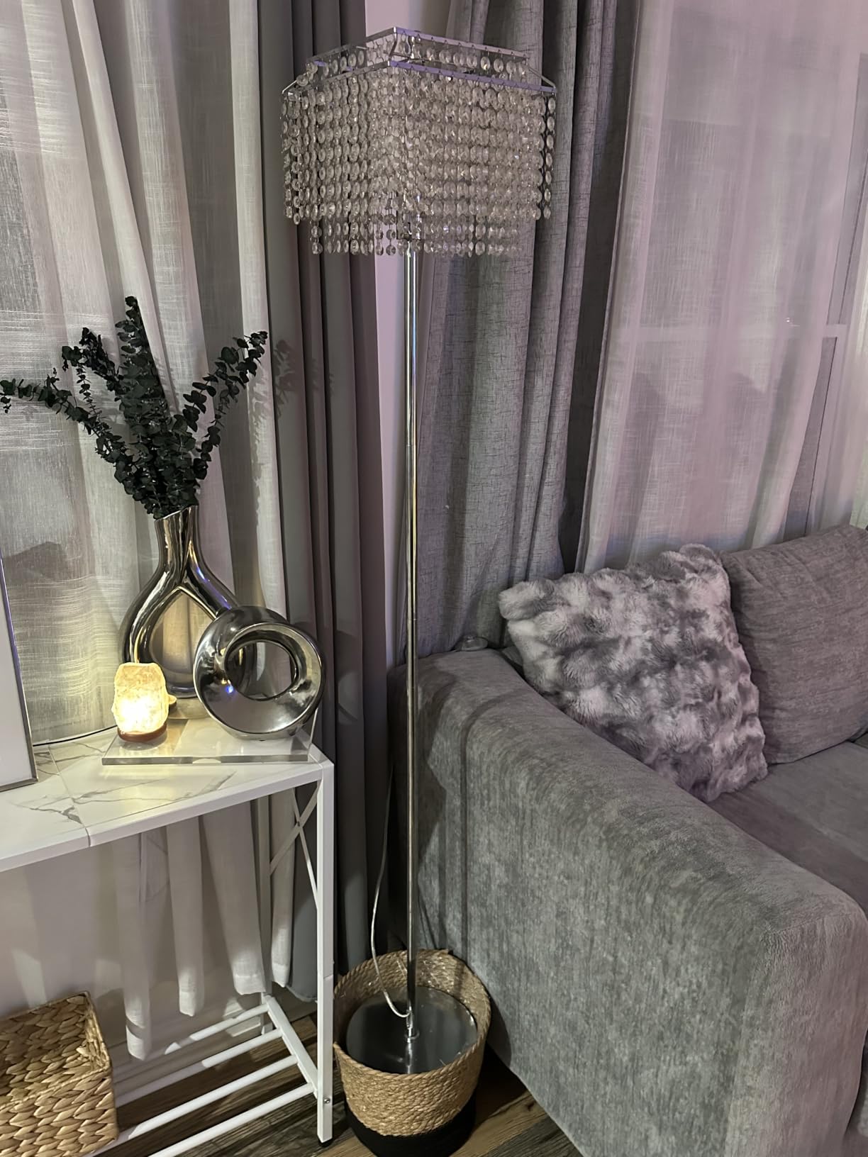 Luvkczc Gold Crystal Floor Lamp, 64