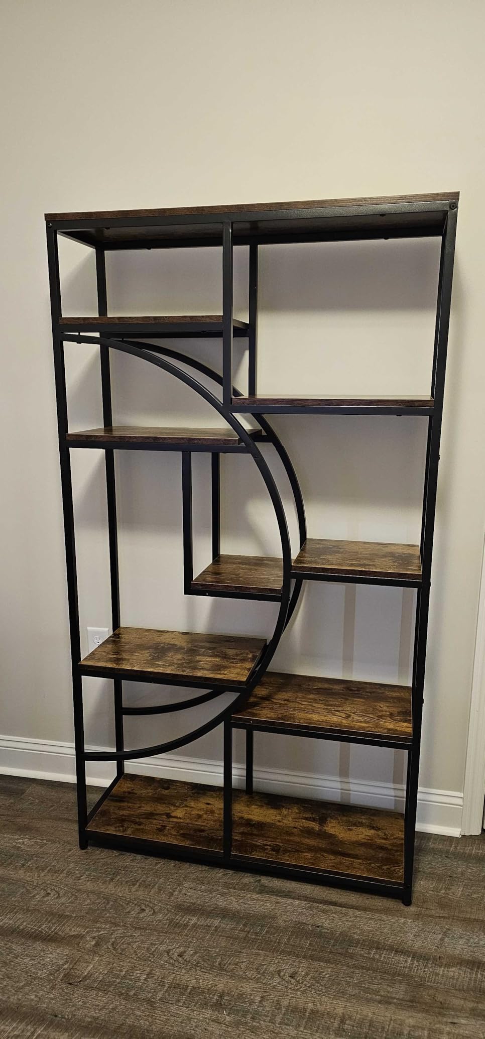 Tribesigns Industrial Bookshelf Bookcase with 9 Open Shelf (Rustic Brown) | 5-Tier Freestanding Tall Bookshelves, Etagere Display Shelf Storage Organizer, Perfect for Living Room, Bedroom customer photo 1