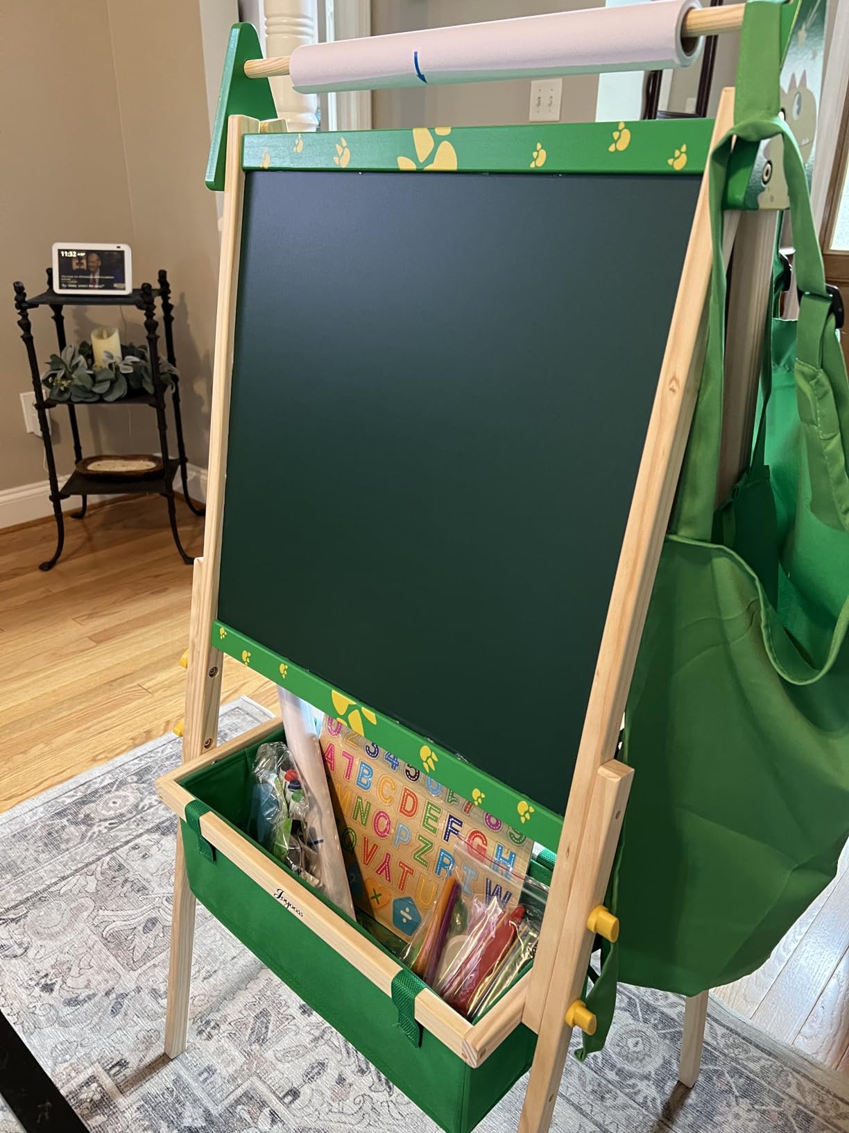 Joyooss Art Easel for Kids, Adjustable Standing Kids Easel with Magnetic Whteboard & Chalkboard, Magnetic Board for Kids Art Easel Kids with 2 Paper Rolls, Finger Paints, Letters & Numbers Magnets customer photo 1