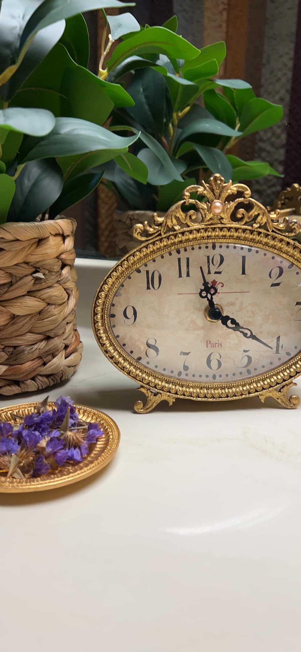 Creative Co-Op Distressed Pewter Mantel Clock, Gold Finish customer photo 2