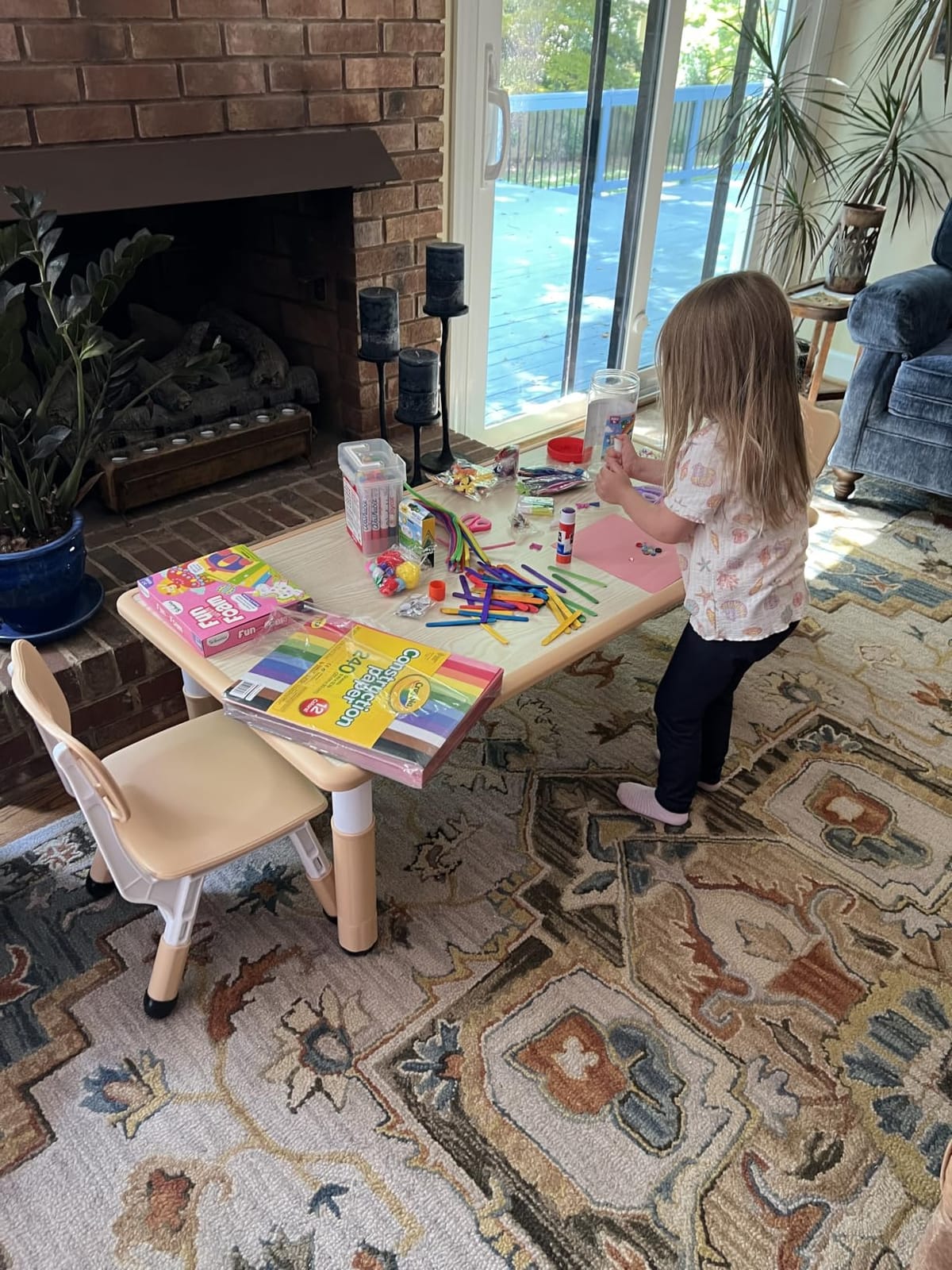 Brelley Height Adjustable Toddler Table and 4 Chairs Set, Beige | Table Supports 300 lbs, Graffiti Desktop, Non-Slip Legs, Classroom/Daycare/Home, Children Multi-Activity Table for Ages 3-8 customer photo 1