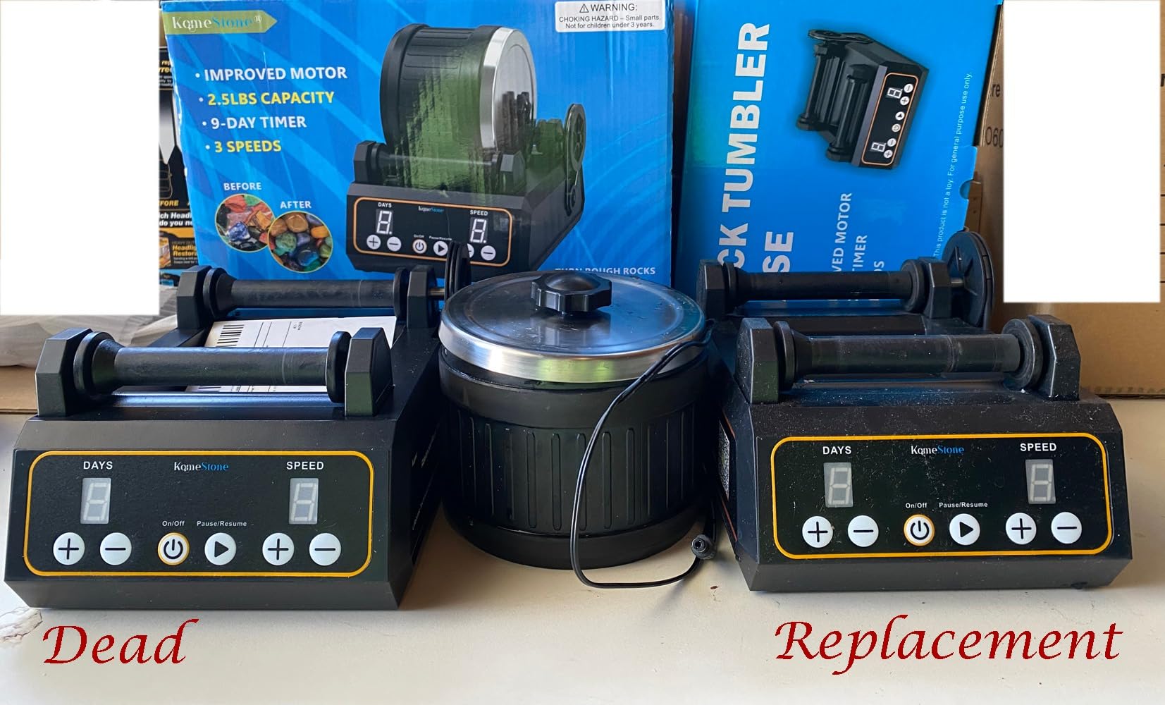 KomeStone K1 Pro Brushless Rock Tumbler Kit for Adults, Quiet 2.5 Lb | Rotary Rock Polisher, Thick Rubber Barrel, 3 Speeds, 9-Day Timer, Memory Function, Hobbyists & Collectors, Complete Kit customer photo 2