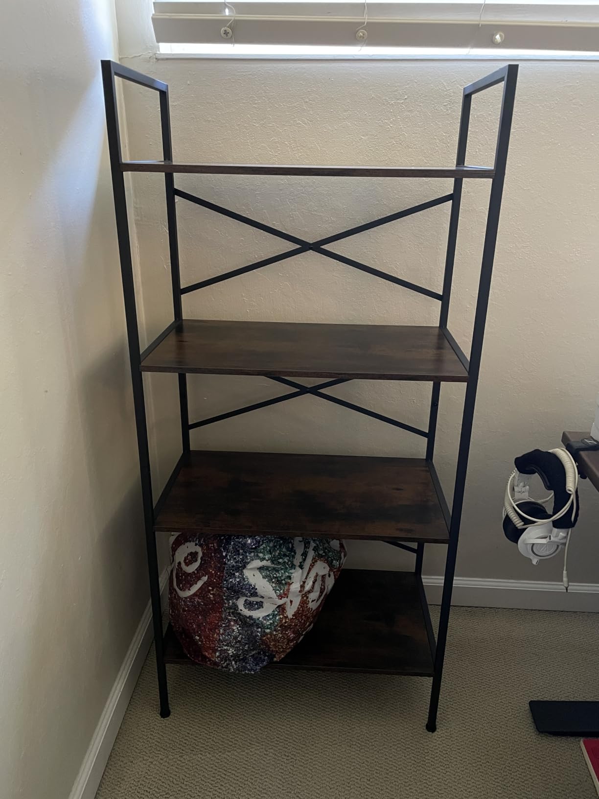 Homeiju Bookshelf, 3 Tier Industrial Bookcase, Metal Small Bookcase, Rustic Etagere Book Shelf Storage Organizer for Living Room, Bedroom, and Home Office(Rustic Brown) customer photo 1