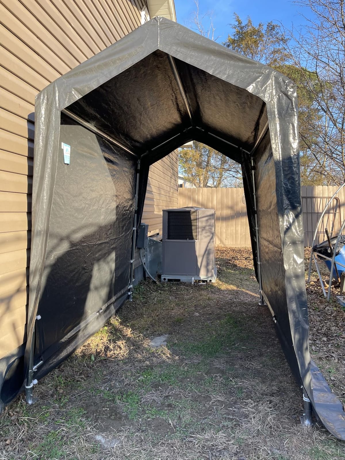 ADVANCE OUTDOOR 10X15 ft Garage Shelter Steel Metal Peak Roof Portable Storage Shed Carport for Motorcycle Boat, or Garden Tools with 2 Roll up Doors & Vents, Gray customer photo 1
