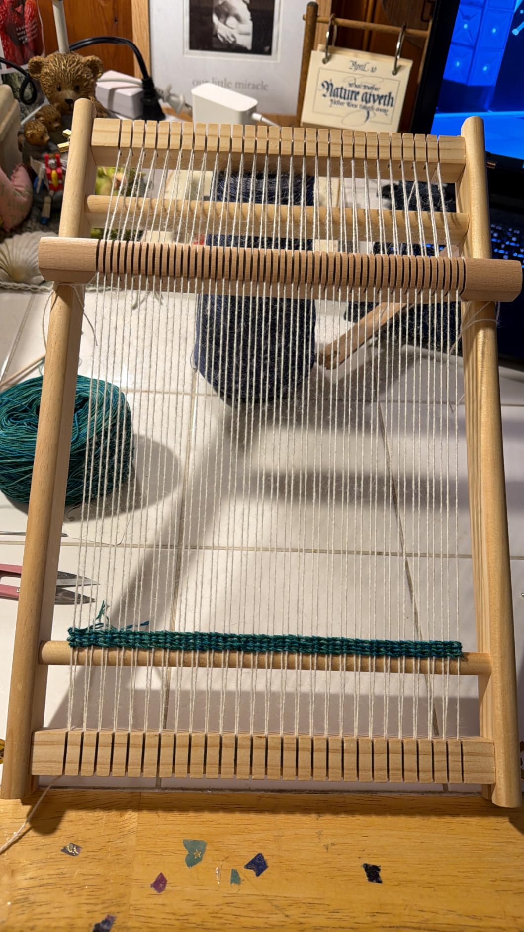 Weaving Loom Kit, Wooden Multi-Craft Weaving Loom Tapestry Loom Large Frame 9.85x 15.5inch, DIY Hand-Knitting Weaving Machine with Loom Stick Bar for Kids, Adult and Beginners Handcraft Loom customer photo 1