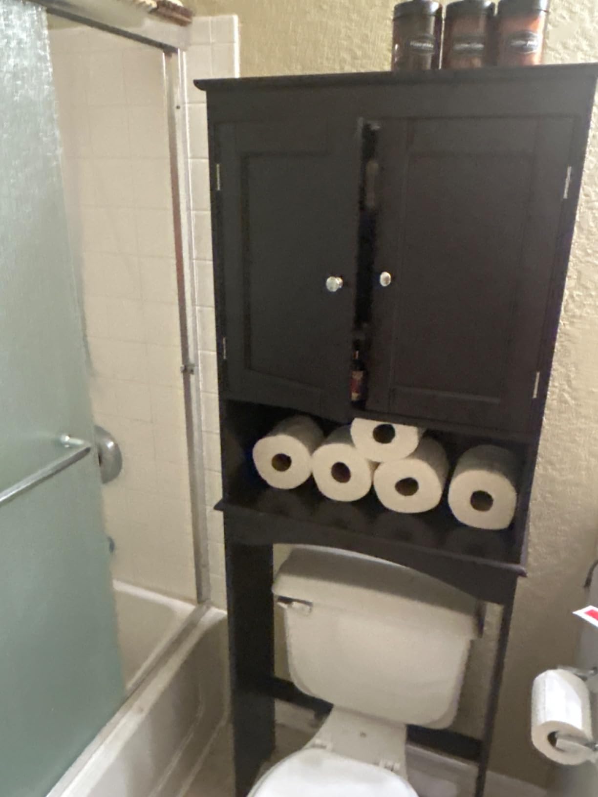 Gizoon Over the Toilet Storage Cabinet with Adjustable Shelf and Double Doors, Bathroom Space Saver customer photo 2